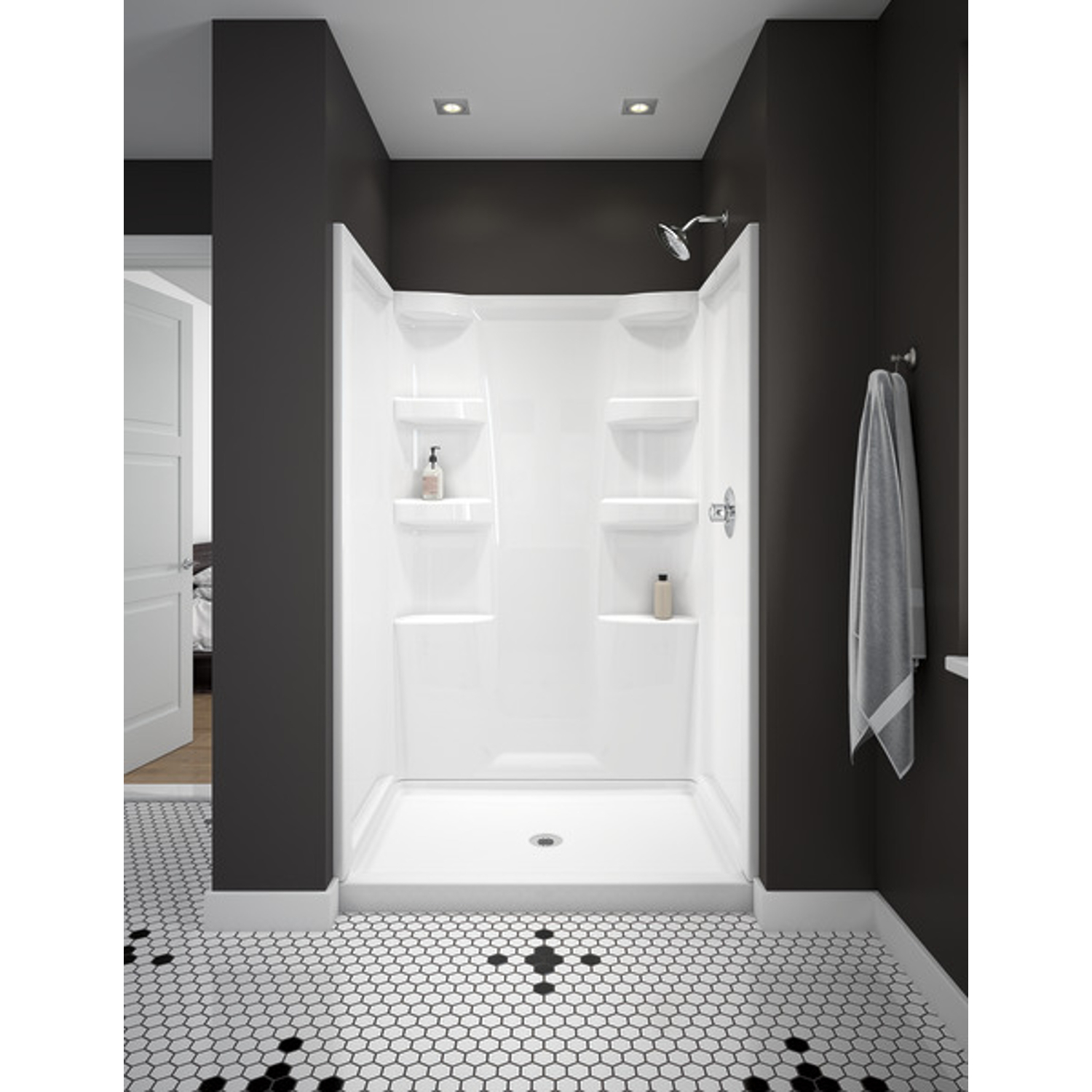 Delta Hycroft 73.5 in. H X 34 in. W X 48 in. L White Shower Surround