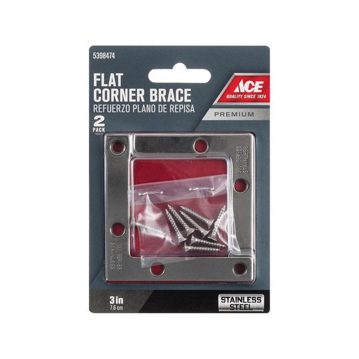 Ace 3 in. H X 3.75 in. W X 3 in. D Stainless Steel Inside Corner Brace