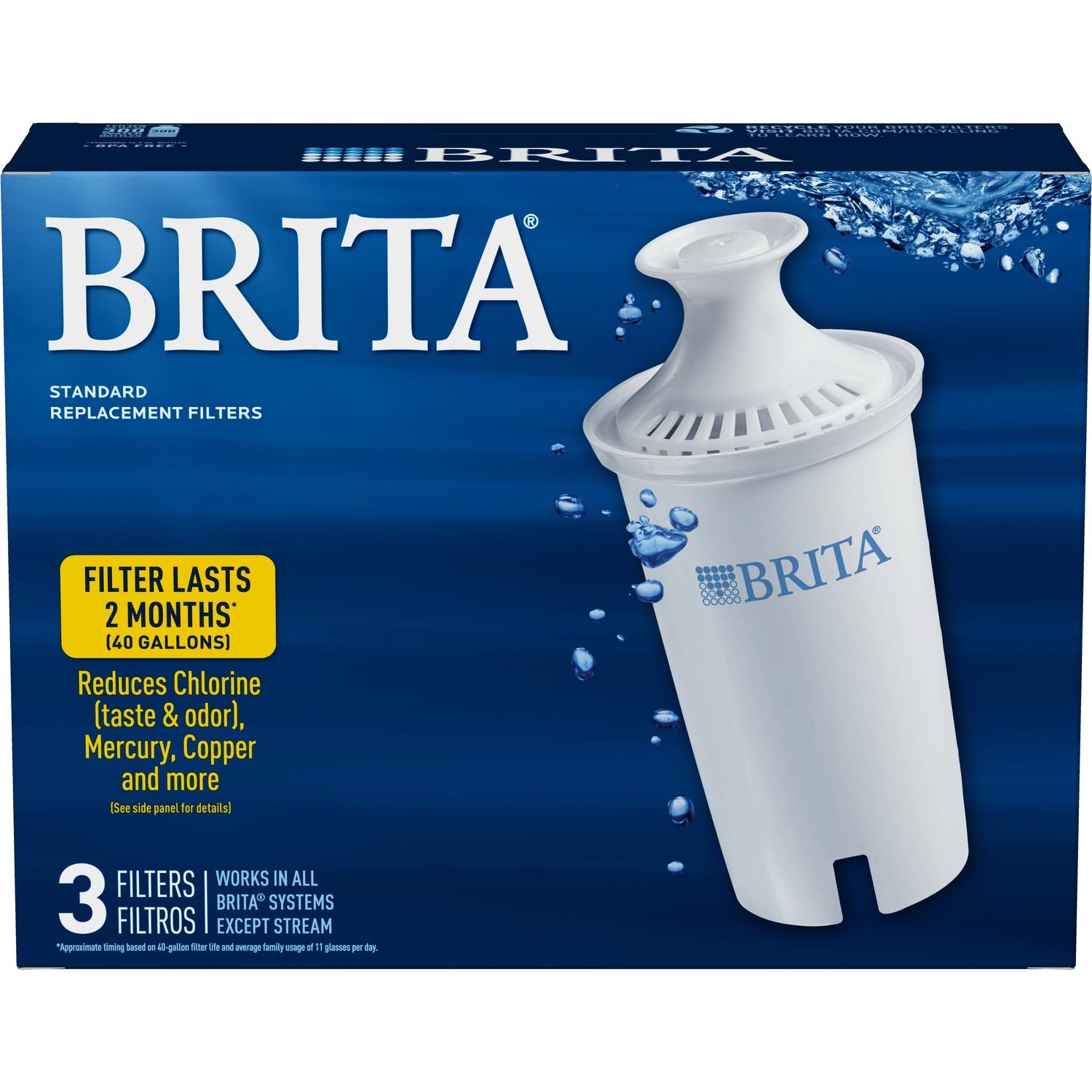 Brita Standard Water Filter for Pitchers and Dispensers, 3 Filters