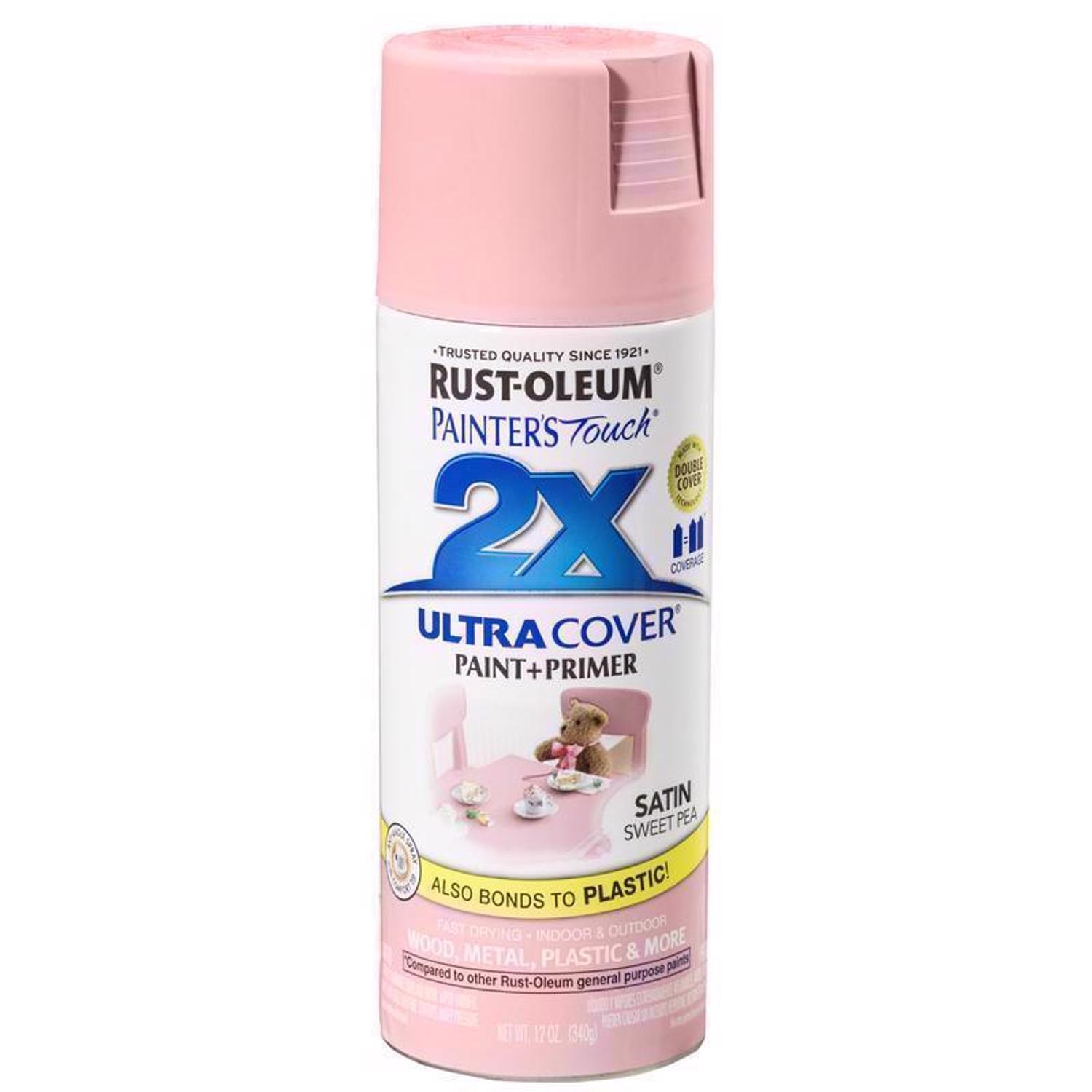 Rust-Oleum Painter's Touch 2X Ultra Cover Satin Sweet Pea Paint+Primer Spray Paint 12 oz