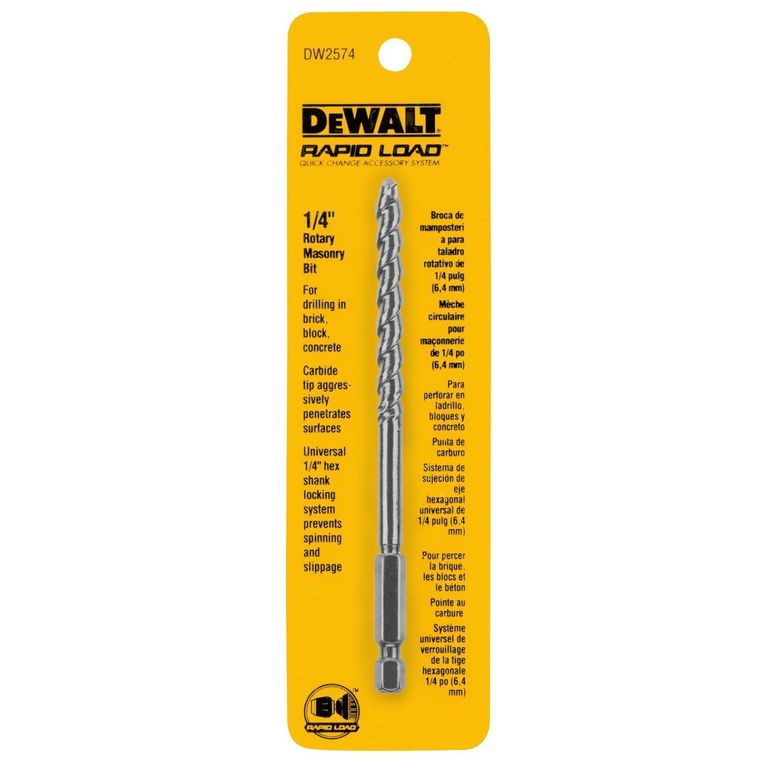 DEWALT 1/4 in. X 7 in. L Carbide Tipped Drill Bit Hex Shank 1 pc