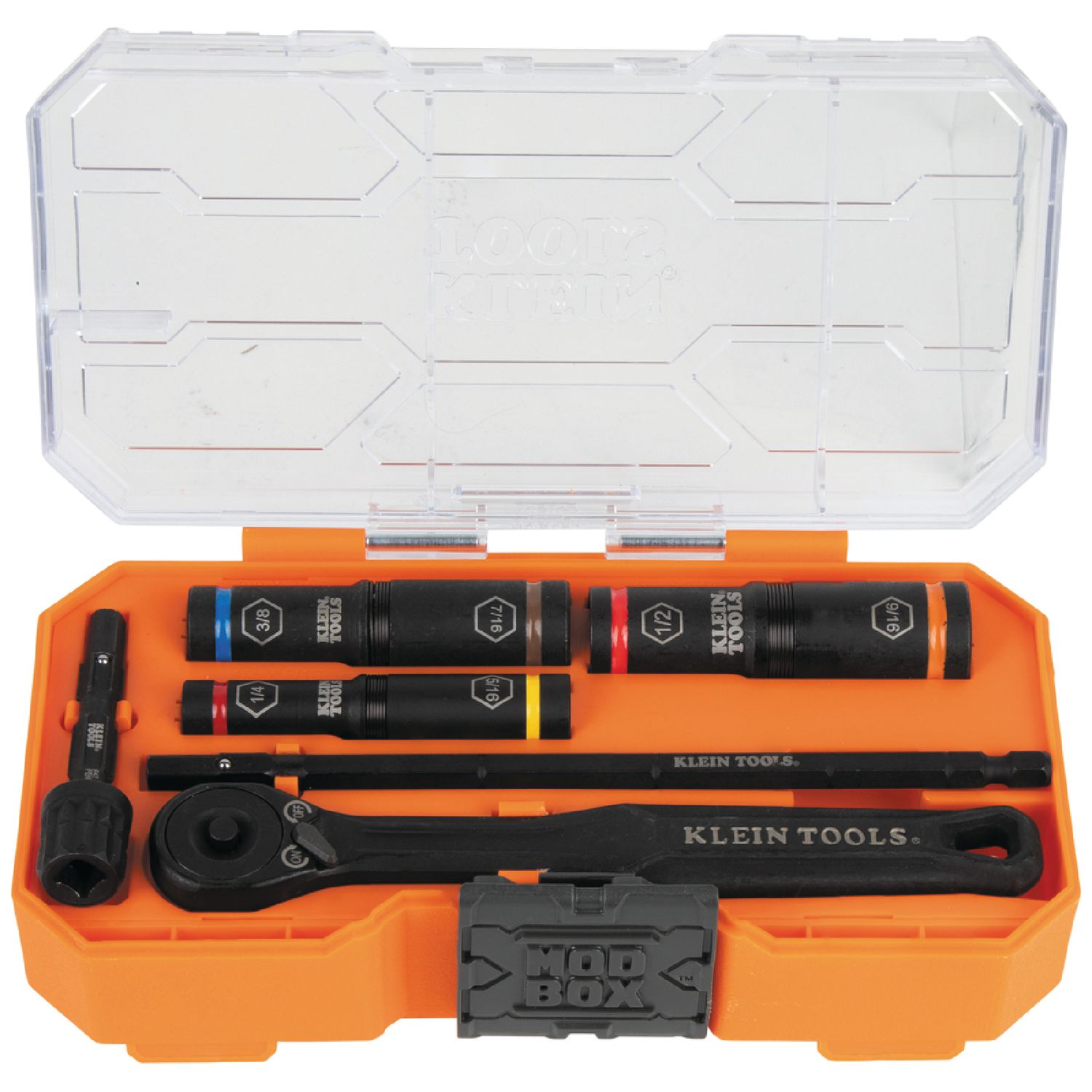 Klein KNECT Essential Deep-Well Heavy-Duty Flip Socket Set, SAE 7-Piece