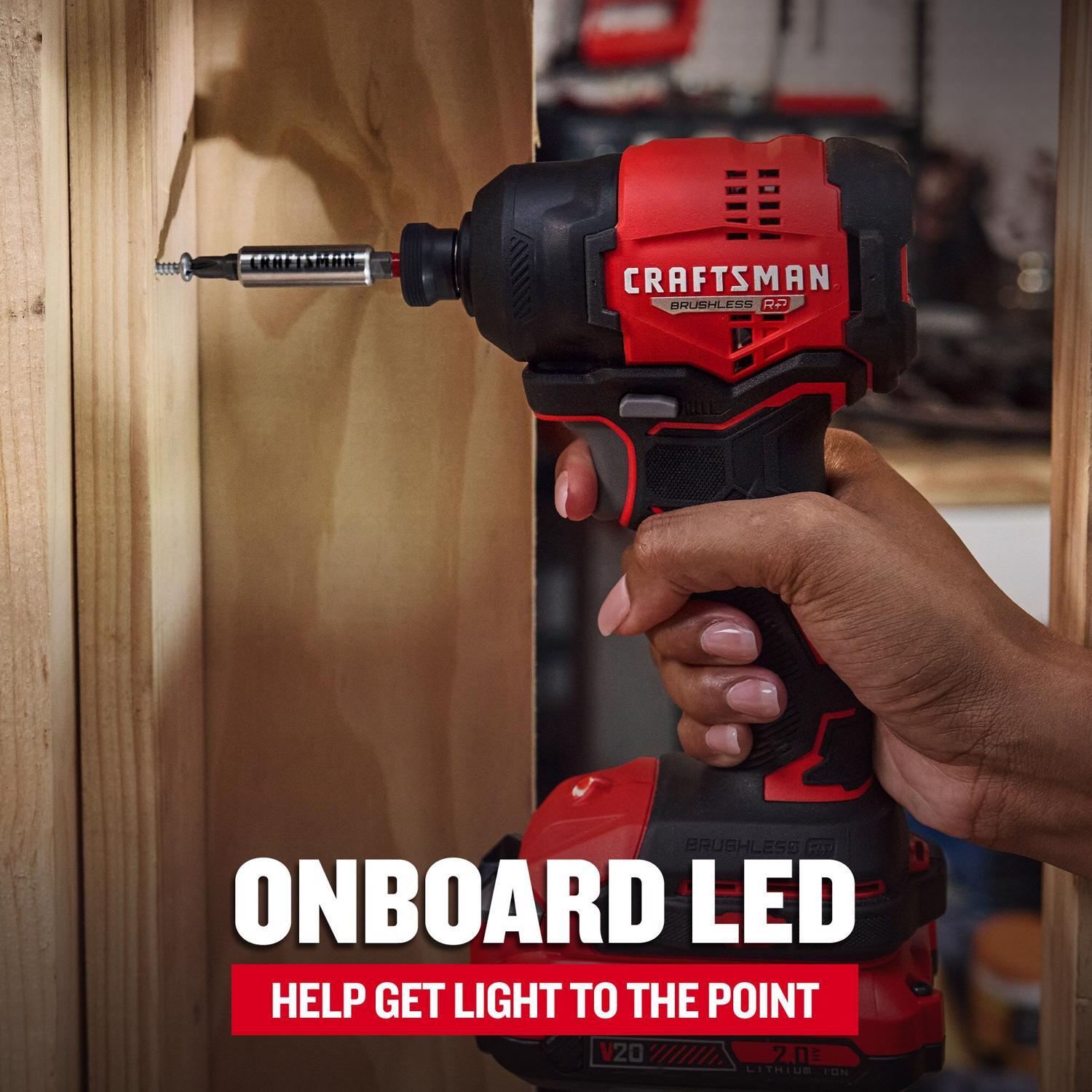 CRAFTSMAN V20 Brushless RP 1/4 in. Cordless Brushless Impact Driver Kit (Battery & Charger)