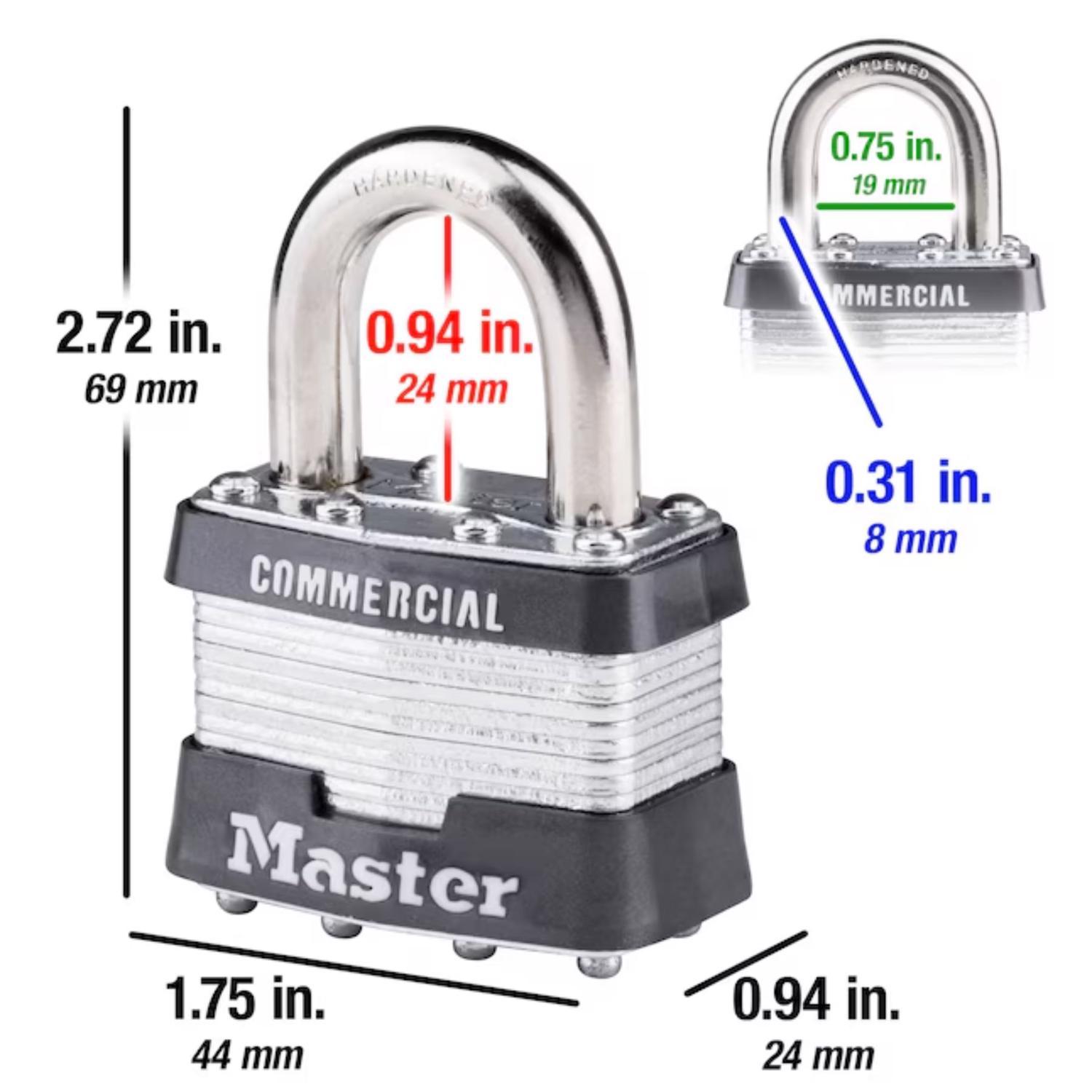 Master Lock 1-5/16 in. H X 1 in. W X 1-3/4 in. L Steel 4-Pin Cylinder Exterior Padlock