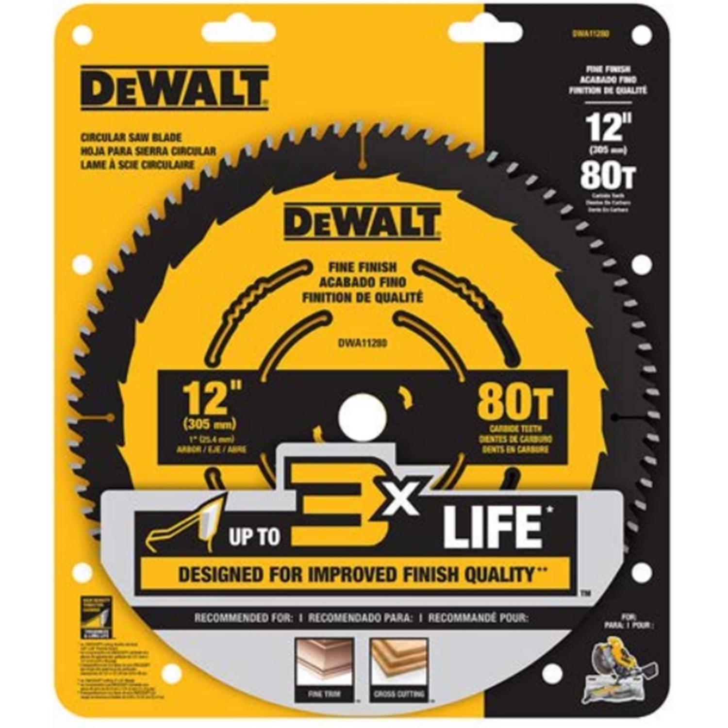 DEWALT 12 in. D X 1 in. Fine Finish Carbide Tipped Circular Saw Blade 80 teeth 1 pc