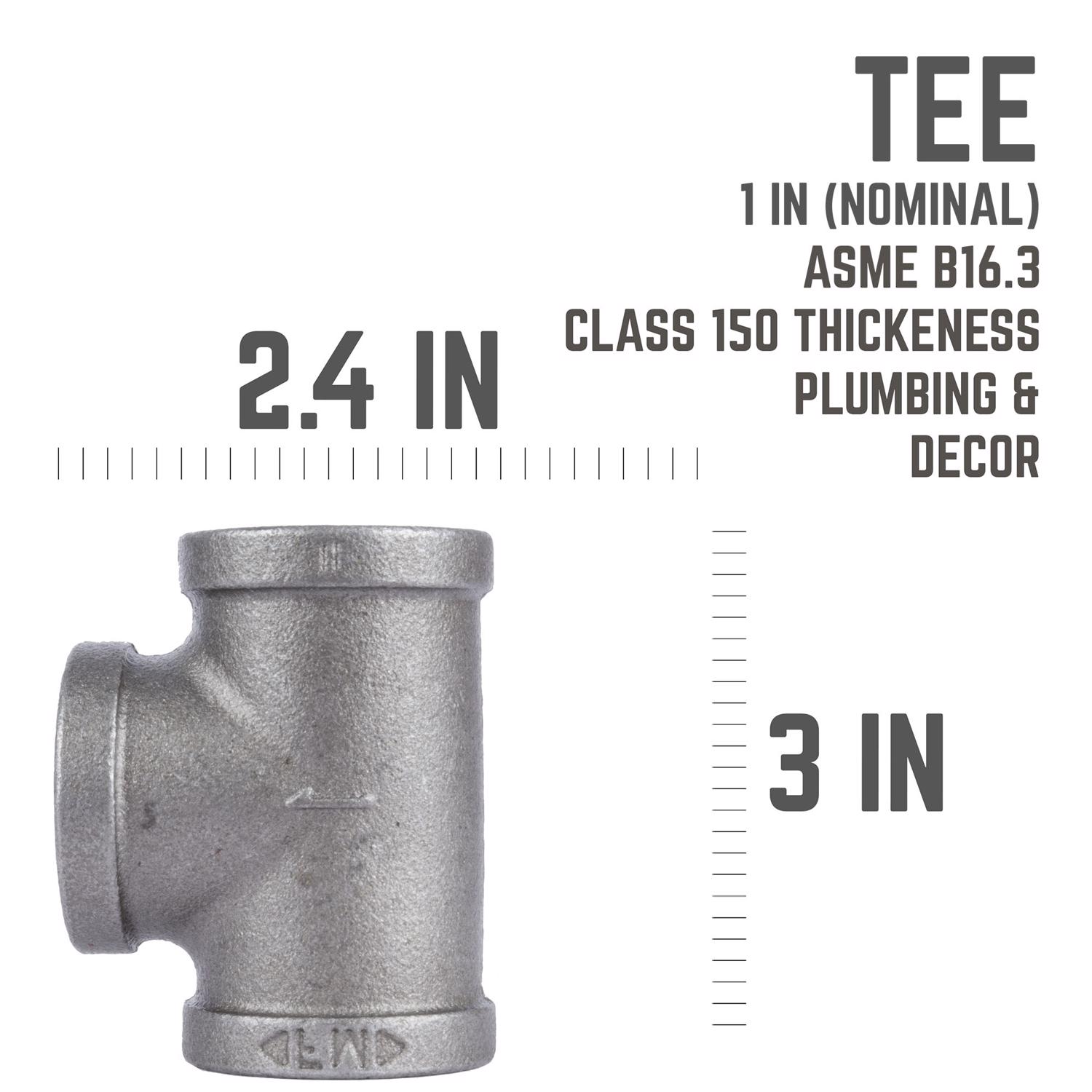 STZ Industries 1 in. FIP each X 1 in. D FIP 1 in. D FIP Black Malleable Iron Tee