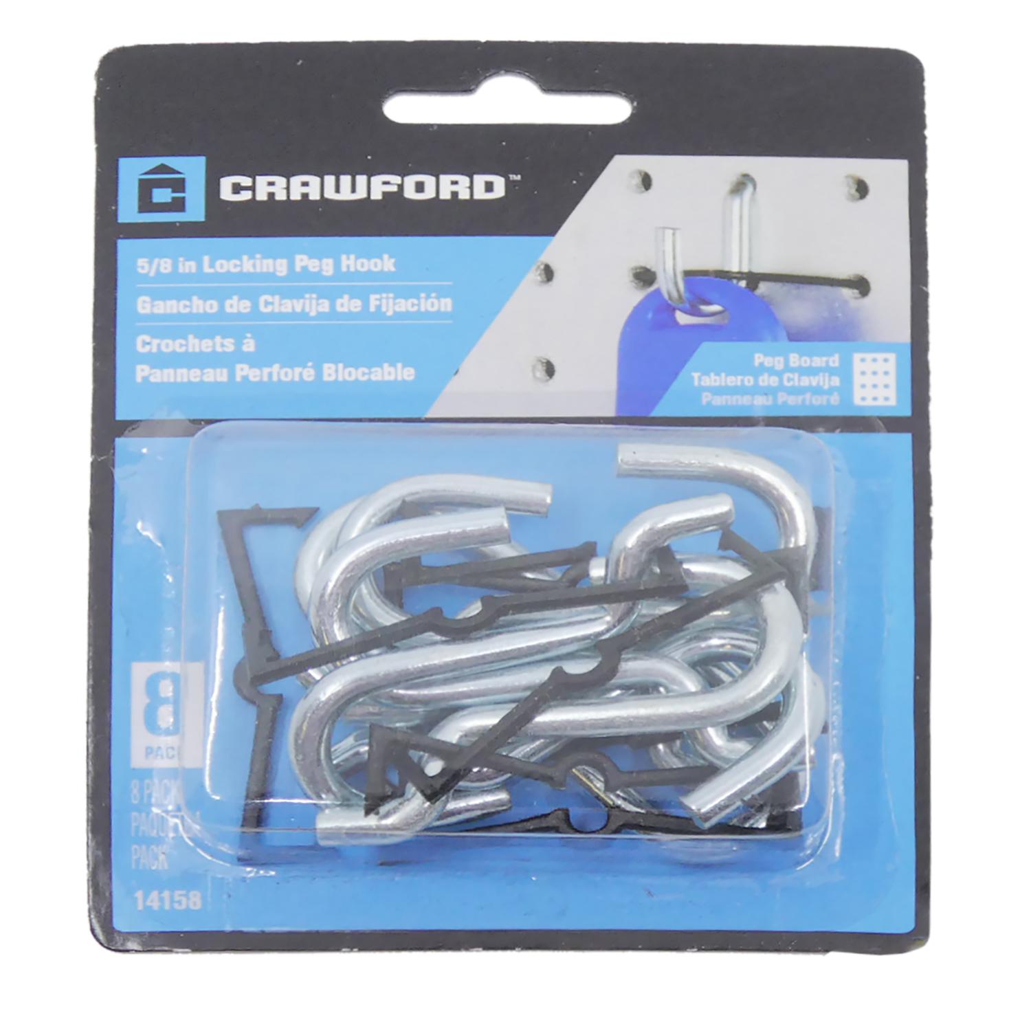 Crawford Zinc Plated Black/Silver Steel 0.6 in. Peg Hooks 8 pk