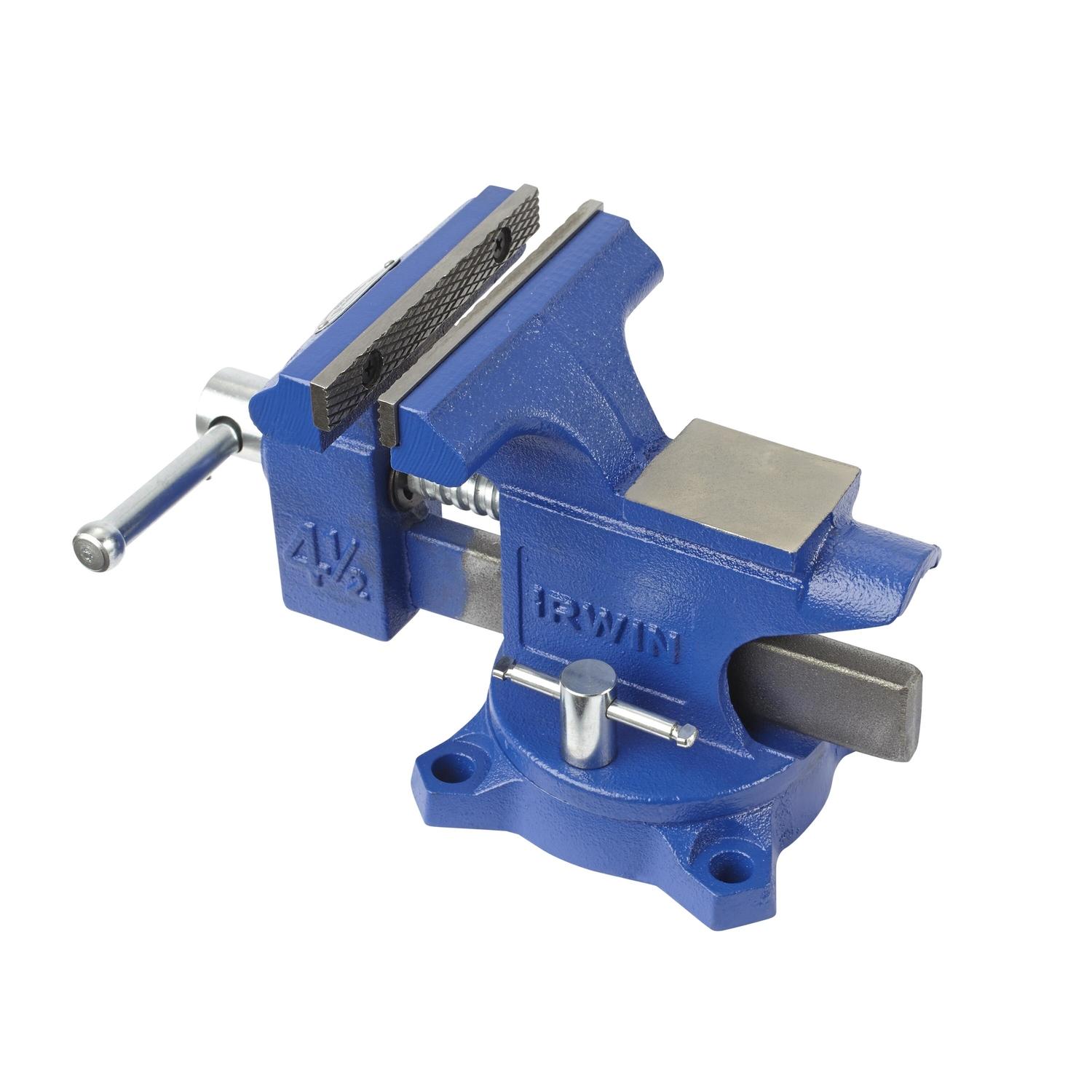 Irwin 4.5 in. Steel Workshop Bench Vise Swivel Base