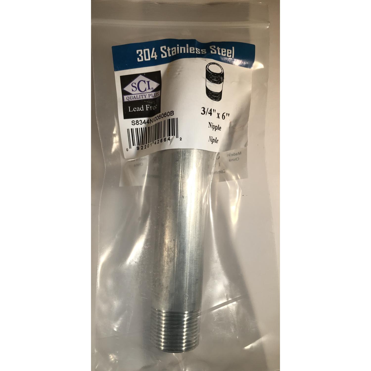 Smith-Cooper 3/4 in. MPT Stainless Steel 6 in. L Nipple