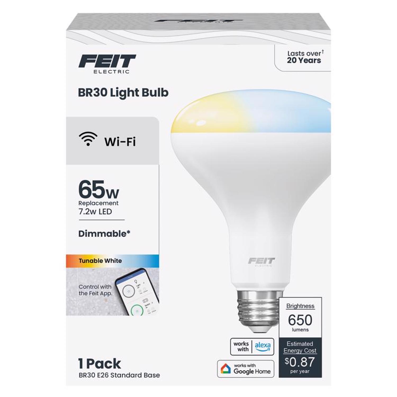 Feit BR30 E26 (Medium) Smart-Enabled LED Bulb Tunable White 65 Watt Equivalence 1 pk