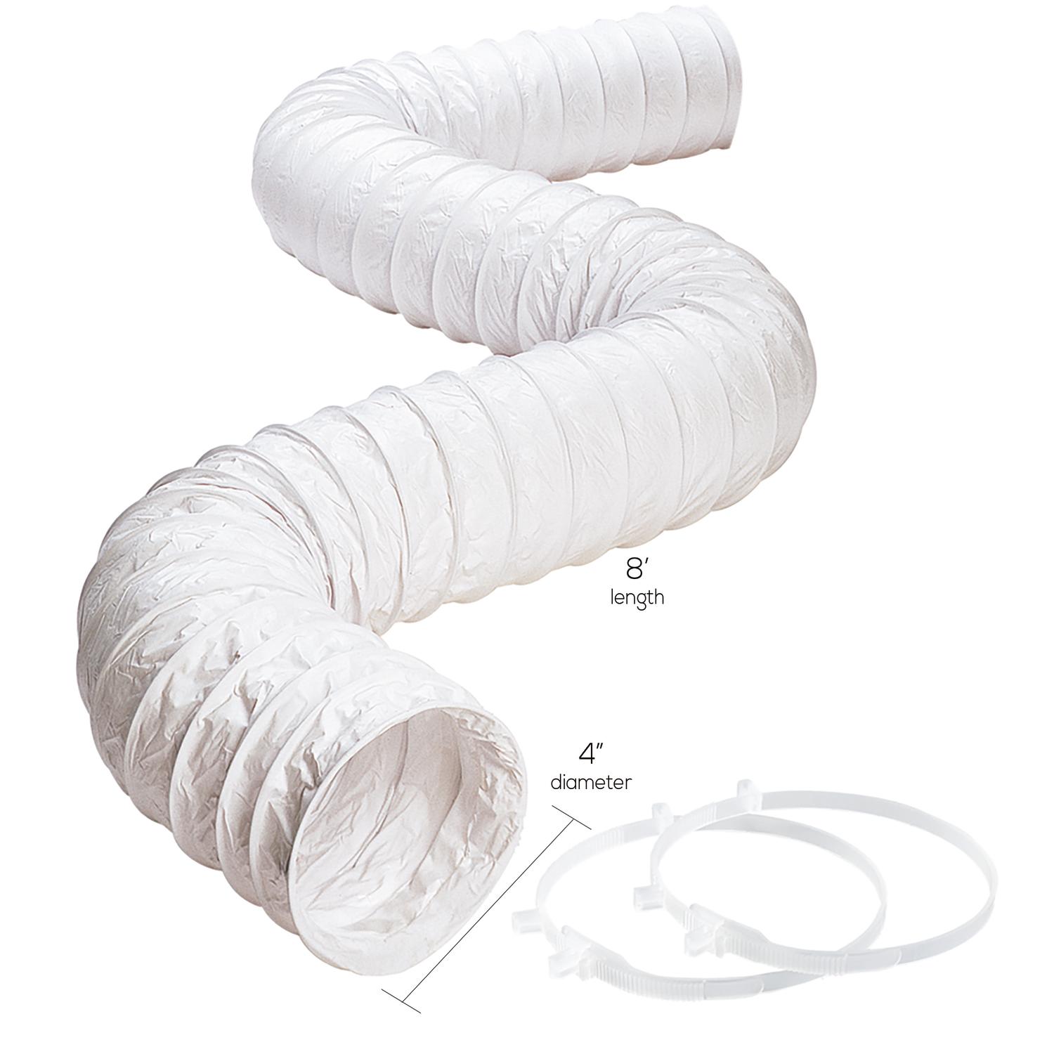 Ace 96 in. L X 4 in. D Silver/White Vinyl Vent Duct