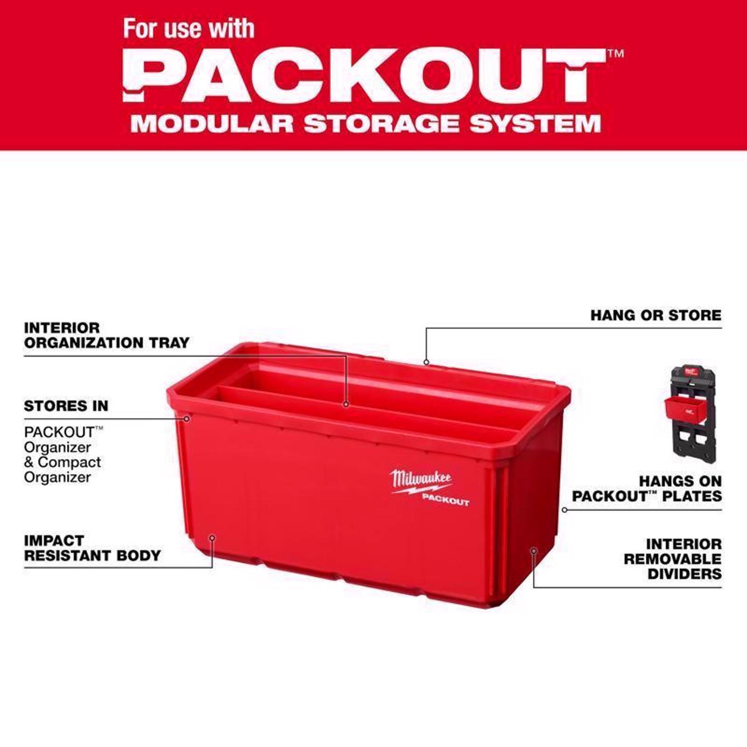 Milwaukee Packout Shop Storage Garage Organizer Large Parts Bin Set Red