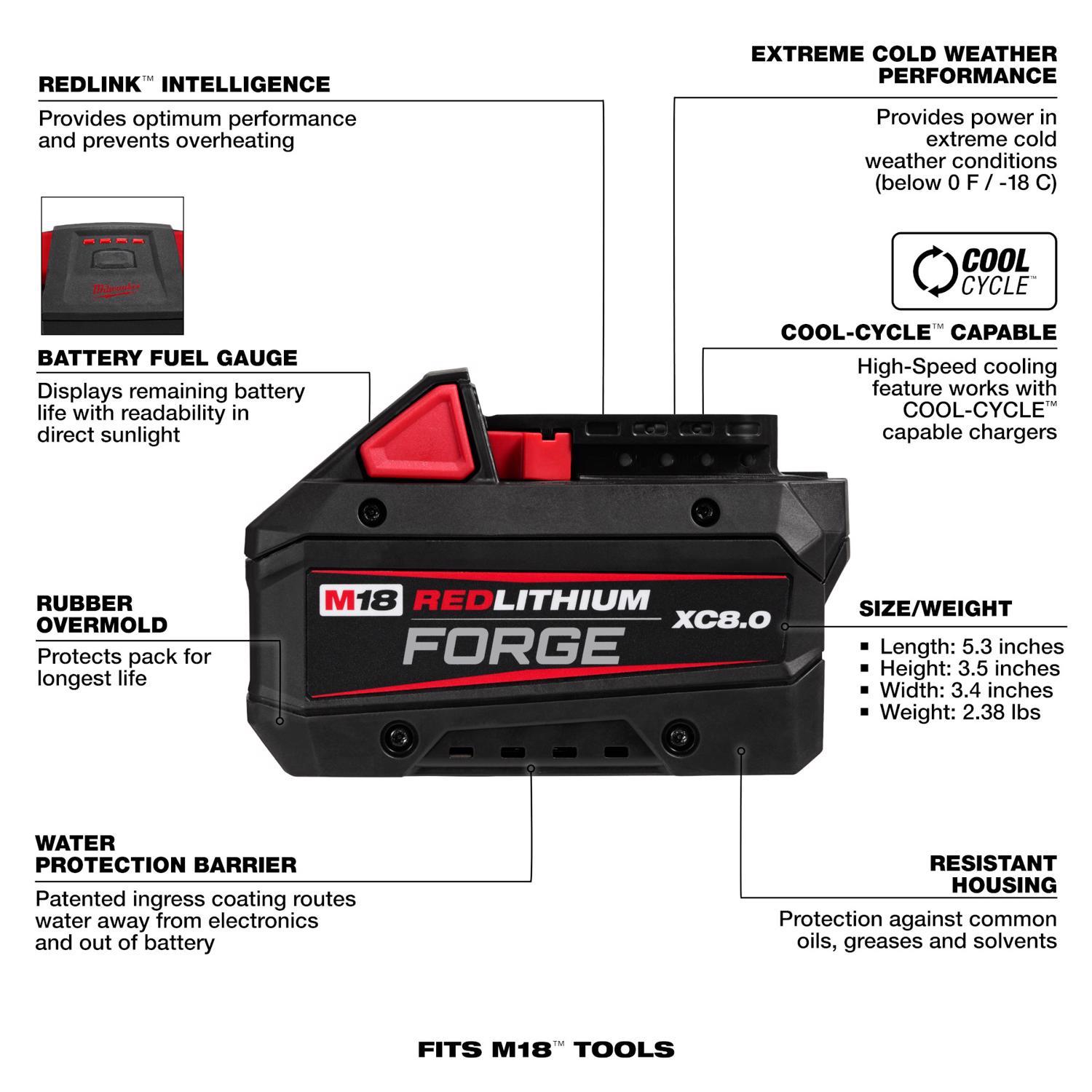 Milwaukee M18 RedLithium Forge 8 Ah Lithium-Ion XC8.0 Battery Pack