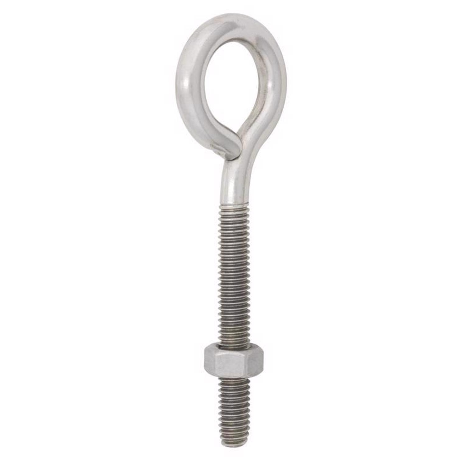 Hampton 5/16 in. X 4 in. L Stainless Stainless Steel Eyebolt with Nut Nut Included