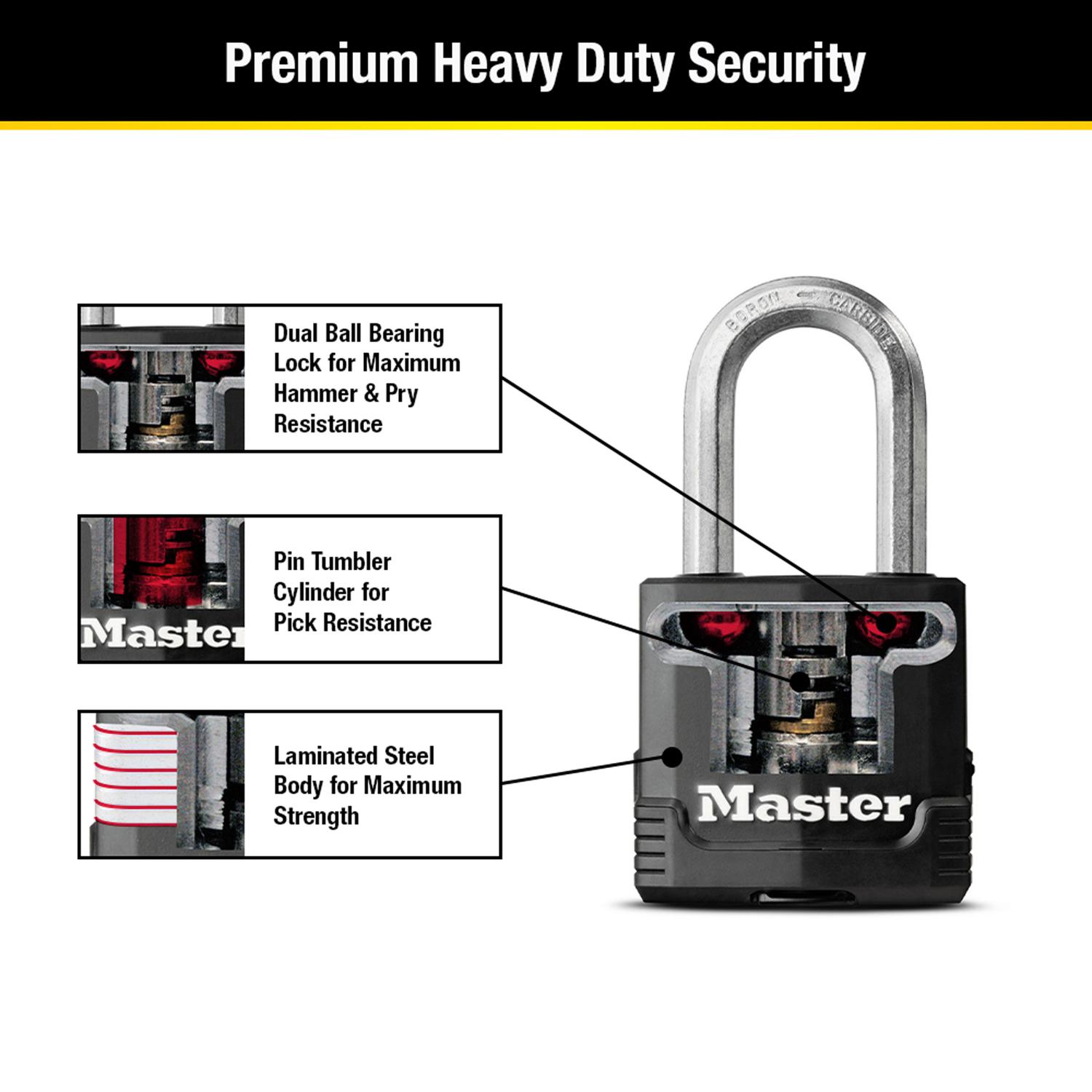 Master Lock Magnum 1-7/8 in. H X 1-3/16 in. W X 1-3/4 in. L Steel Ball Bearing Outdoor Padlock