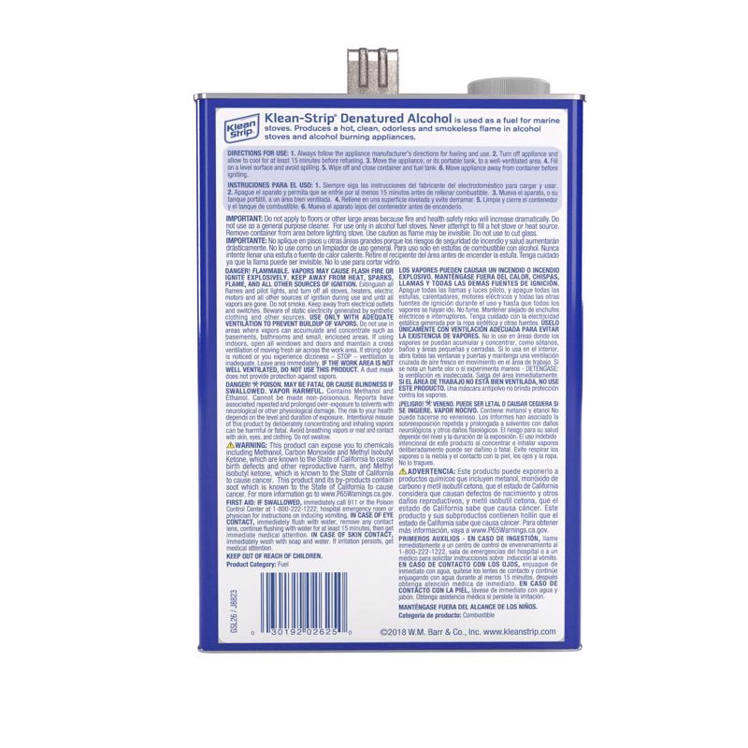 Klean Strip Denatured Alcohol Clean Burning Fuel 1 gal