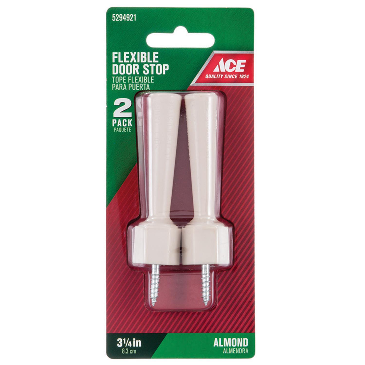 Ace 3-1/4 in. W Plastic Almond Flexible Door Stop Mounts to door and wall. in.