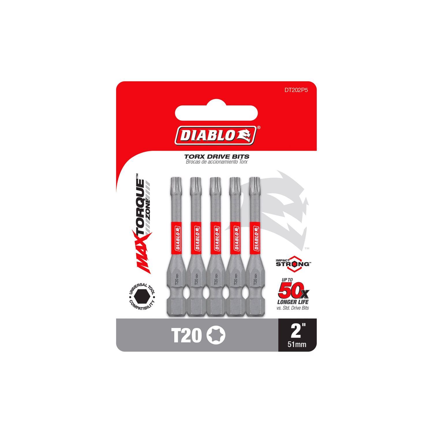Diablo Torx #20 X 2 in. L Driver Bit Black Oxide 5 pk
