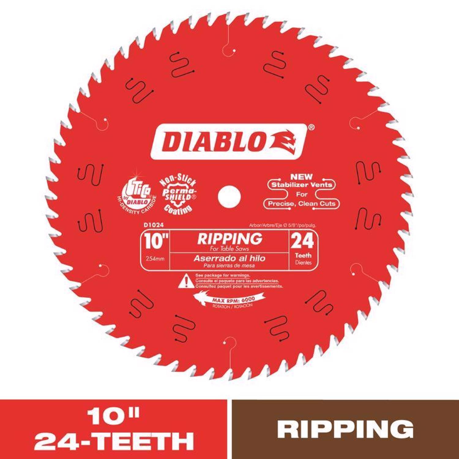 Diablo 10 in. D X 5/8 in. TiCo Hi-Density Carbide Ripping Saw Blade 24 teeth 1 pk