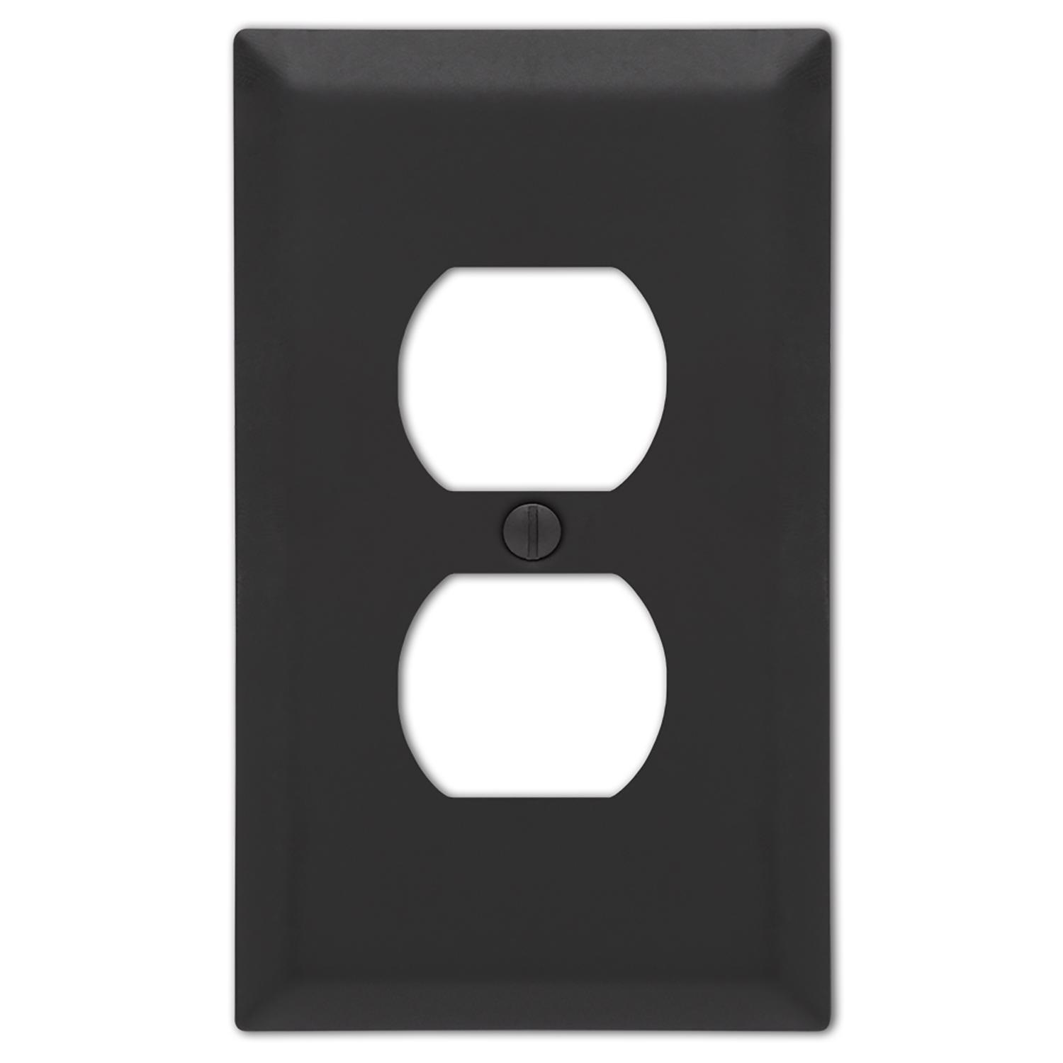 Amerelle Century Matte Black 1 gang Stamped Steel Duplex Wall Plate 1 Pack