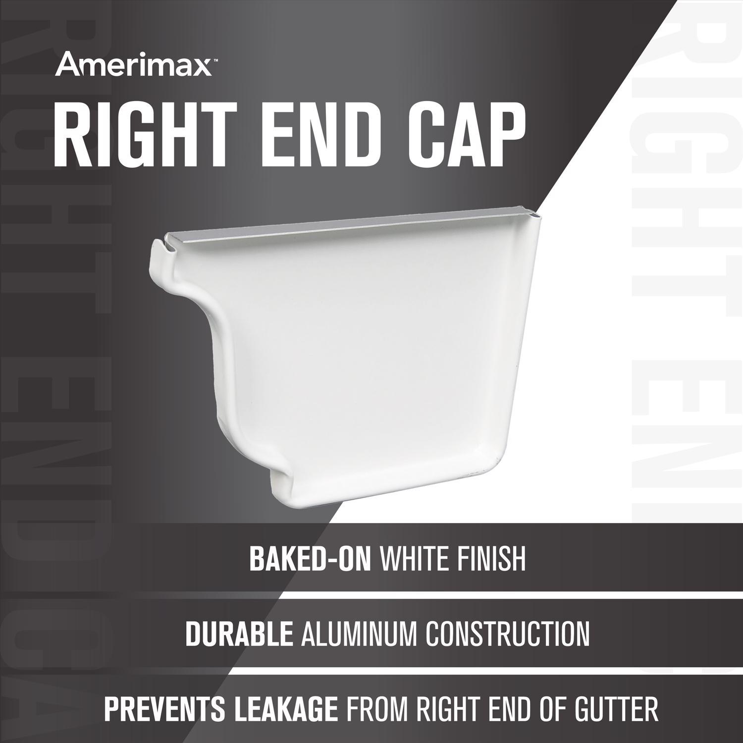 Amerimax 5 in. H X 3.5 in. W X 5 in. L White Aluminum K Right End Cap