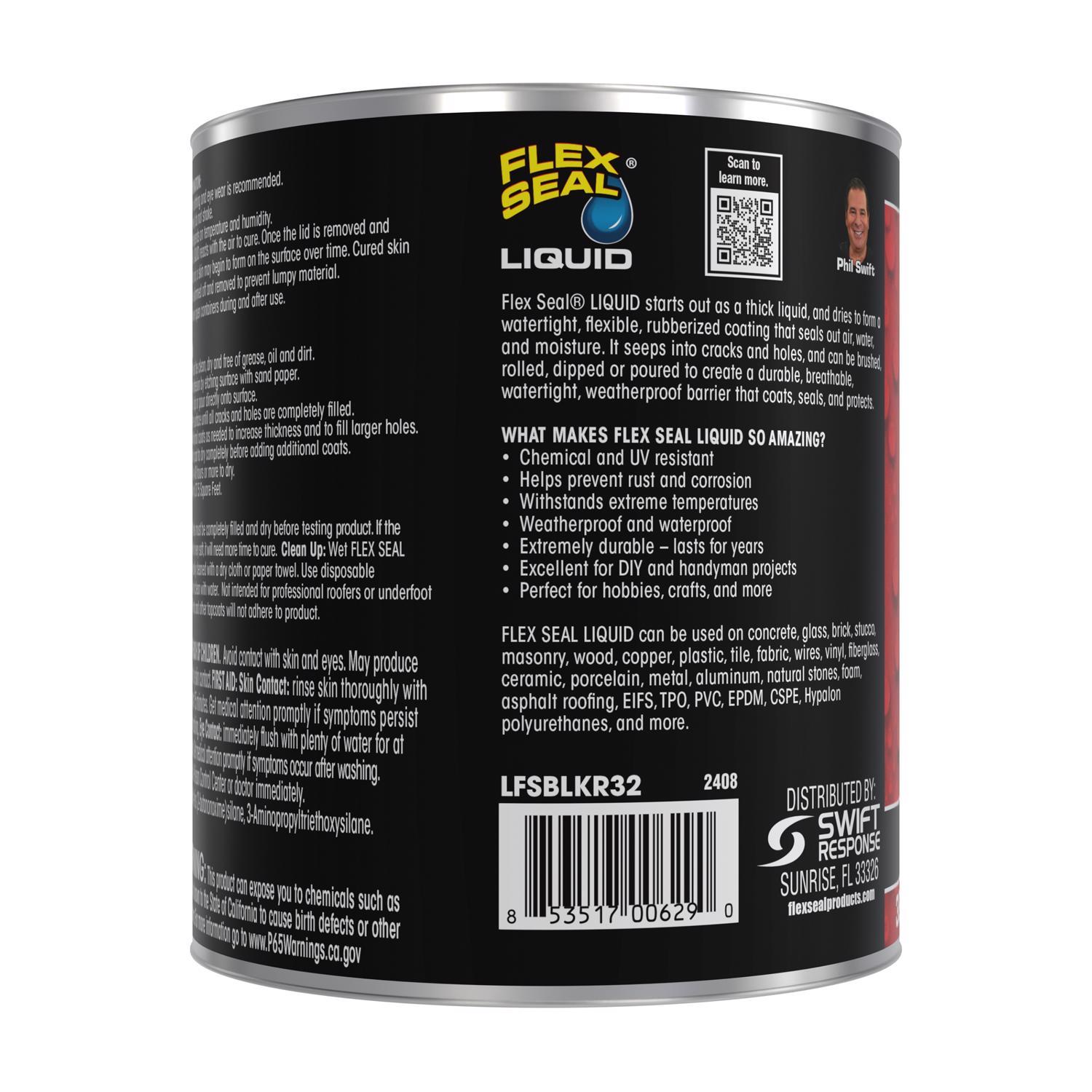 Flex Seal Family of Products Flex Seal Black Liquid Rubber Sealant Coating 32 oz