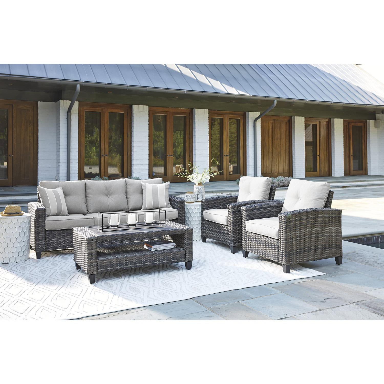 Signature Design by Ashley Cloverbrooke 4 pc Gray Aluminum Casual Conversation Set Gray