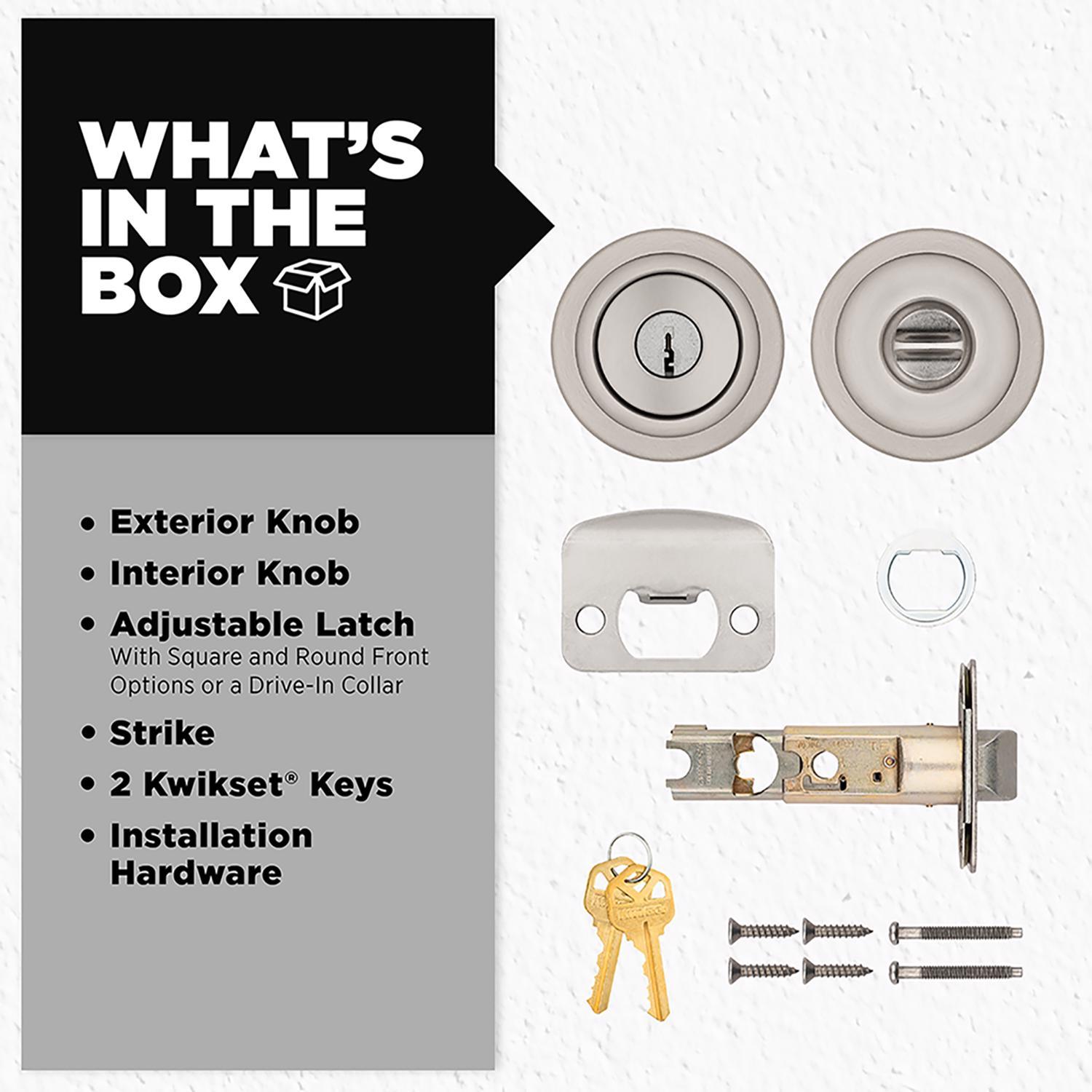 Kwikset Polo Satin Nickel Entry Door Knob 1-3/4 in.