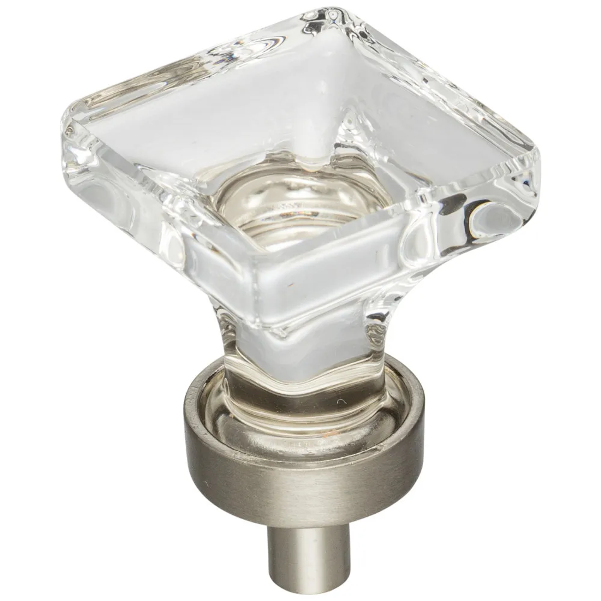 1-3/8" Overall Length Glass Square Cabinet Knob Polished Chrome