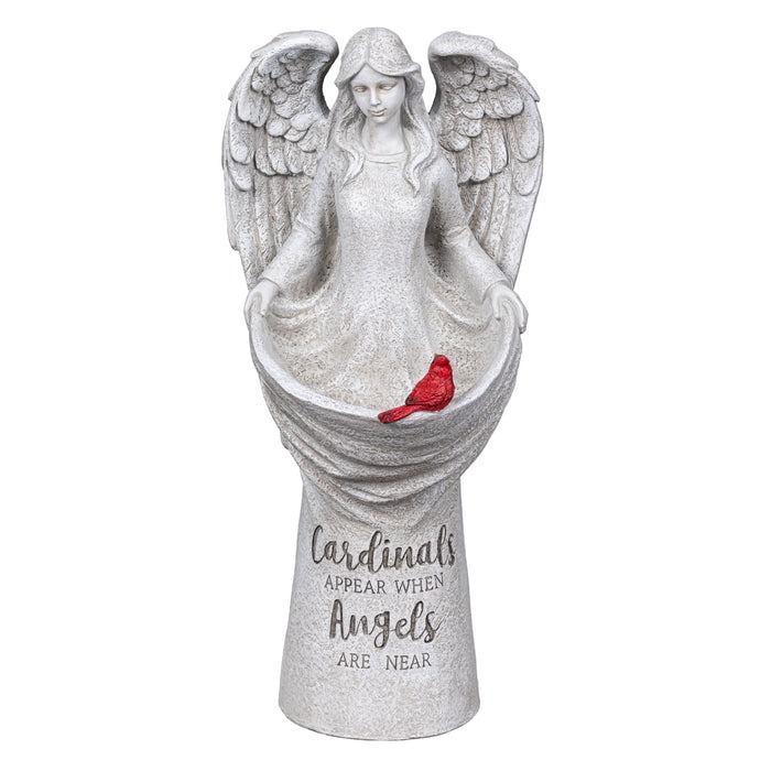 Memorial Bird Feeder, Resin Cardinal Angel, 16.5 in. height
