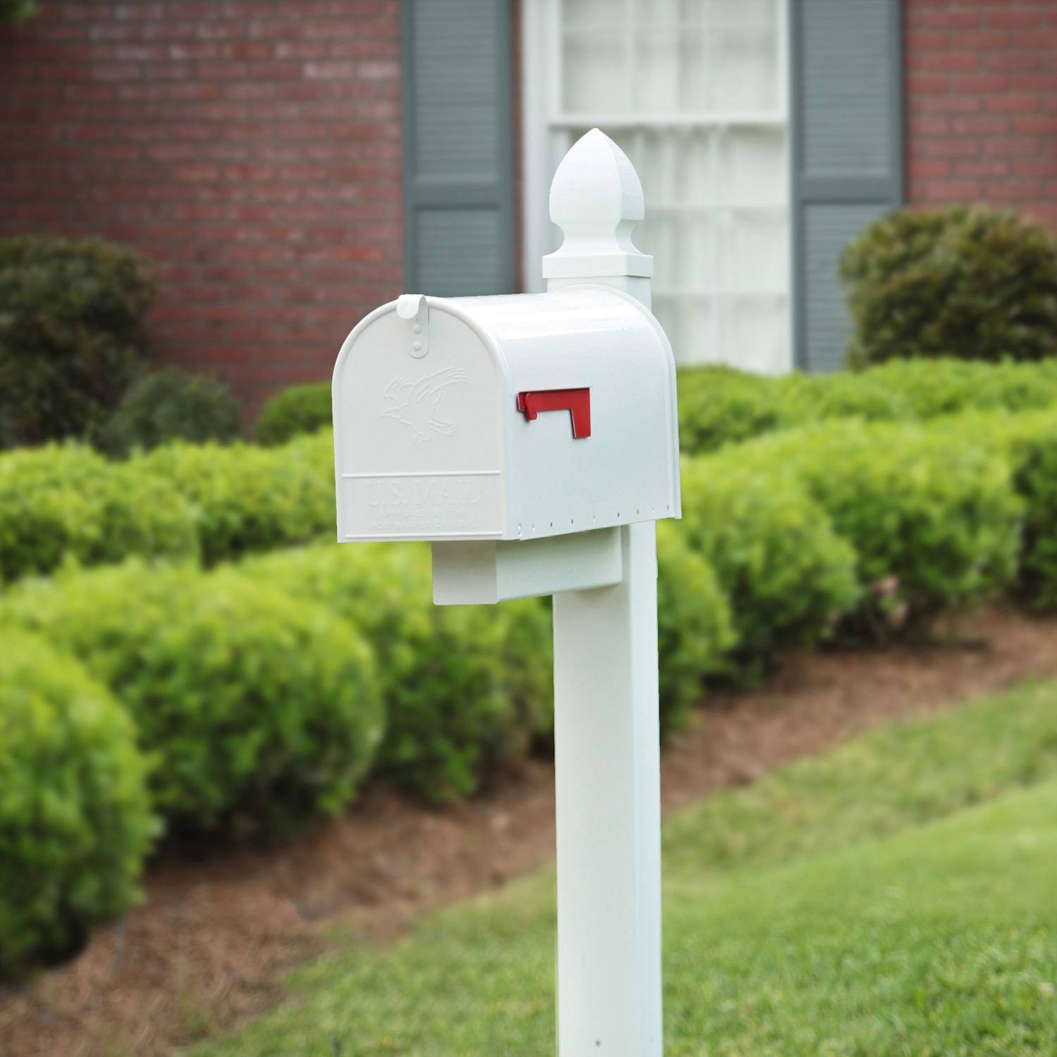 Gibraltar Mailboxes Elite Classic Galvanized Steel Post Mount White Mailbox