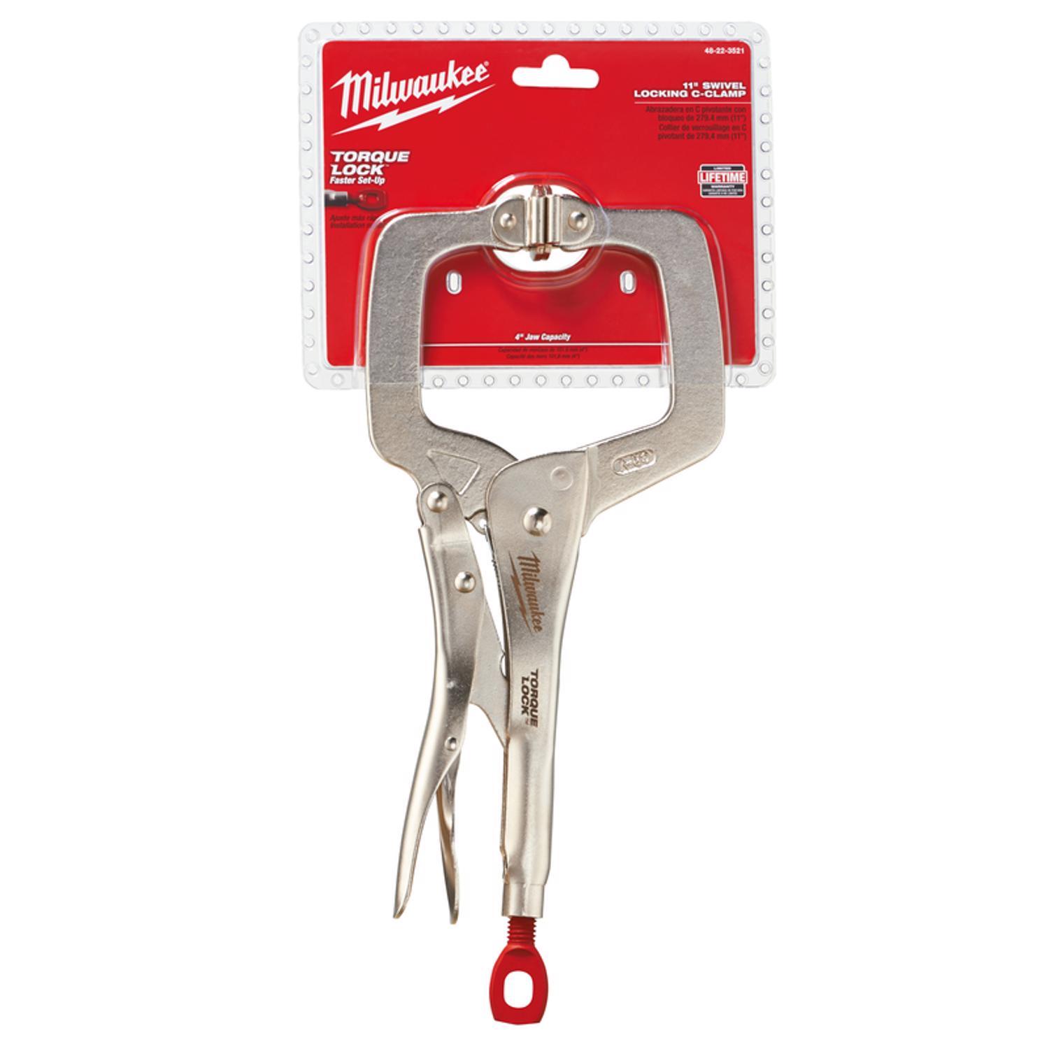 Milwaukee Torque Lock 3-1/2 in. X 4.00 in. D Locking C-Clamp with Swivel Pads 500 lb 1 pc