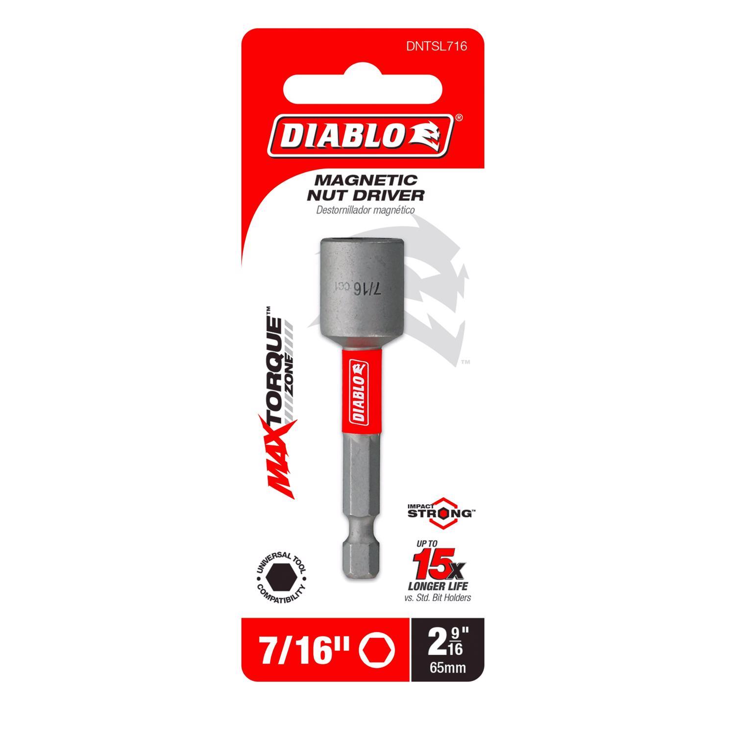 Diablo 7/16 in. X 1-7/8 in. L Black Oxide Magnetic Nut Setter 1 pc