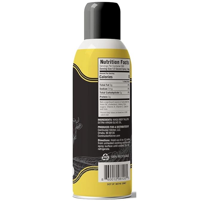Cornhusker Kitchen Wagyu Beef Tallow Spray Cooking Spray -Gourmet Cooking Oil - 10 oz