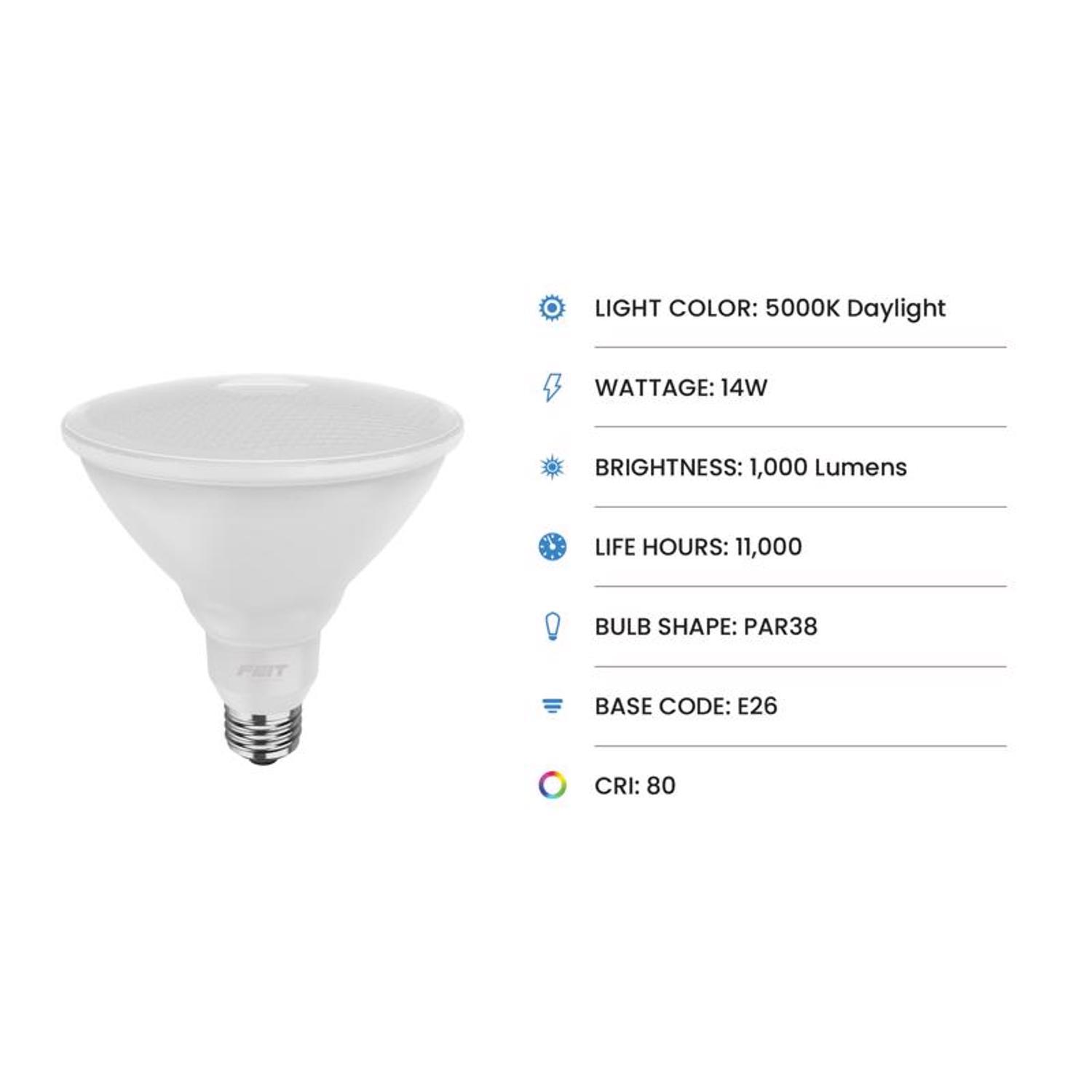 Feit PAR38 E26 (Medium) LED Bulb Daylight 90 Watt Equivalence 2 pk