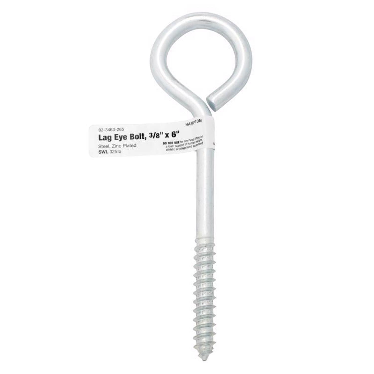 Hampton 3/8 in. X 6 in. L Zinc-Plated Steel Lag Thread Eyebolt
