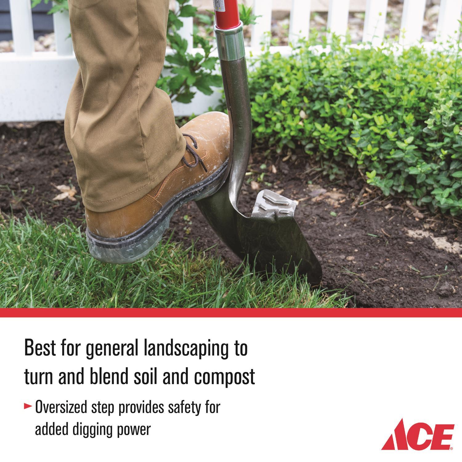 Ace 57.25 in. Steel Round Digging Shovel Fiberglass Handle