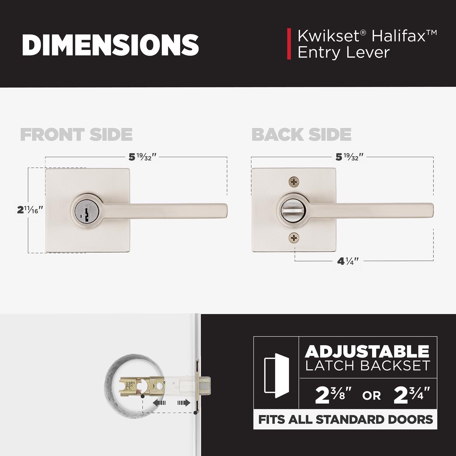 Kwikset SmartKey Halifax Satin Nickel Entry Lockset KW1 1-3/4 in.
