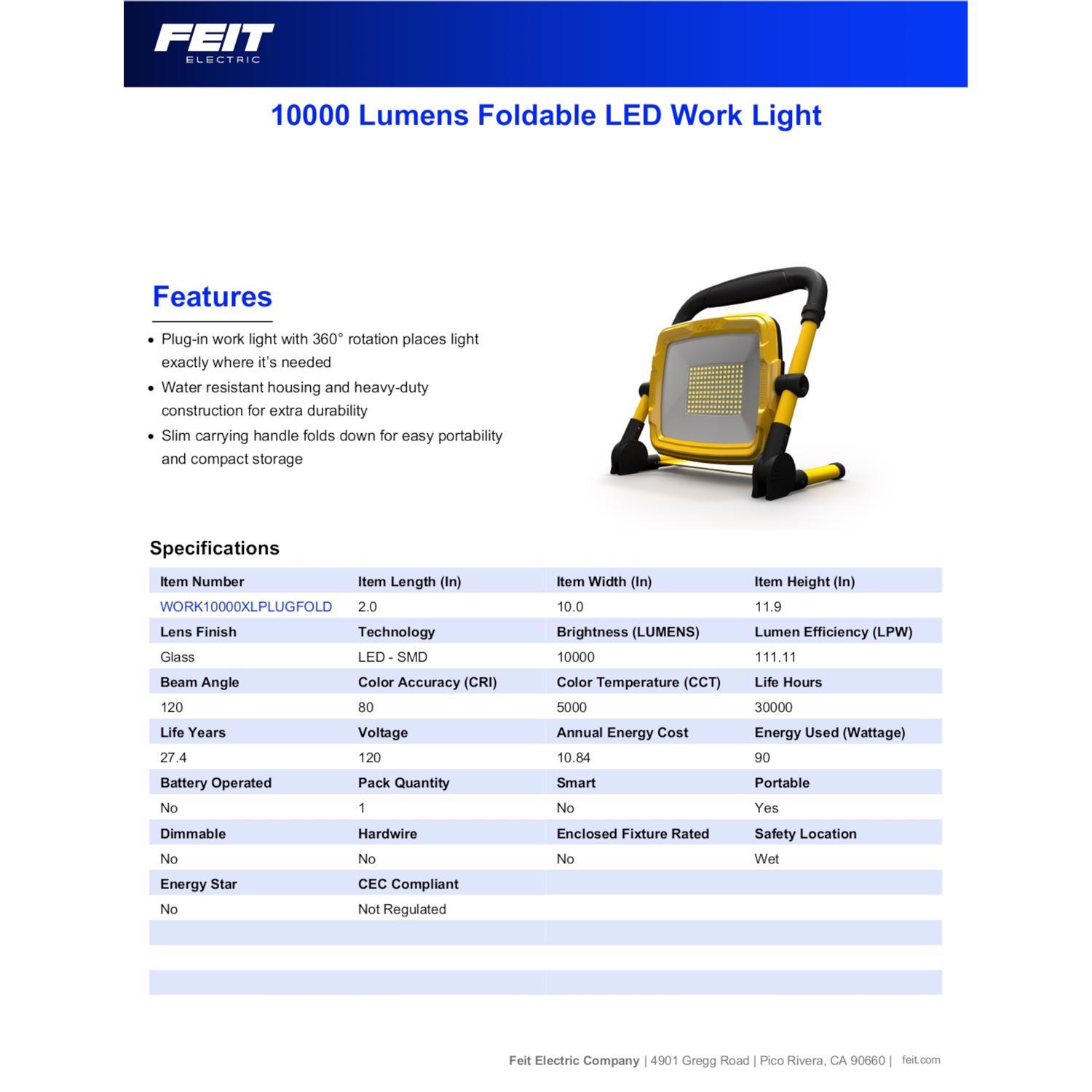 Feit 10000 lm LED Corded Stand (H or Scissor) Work Light