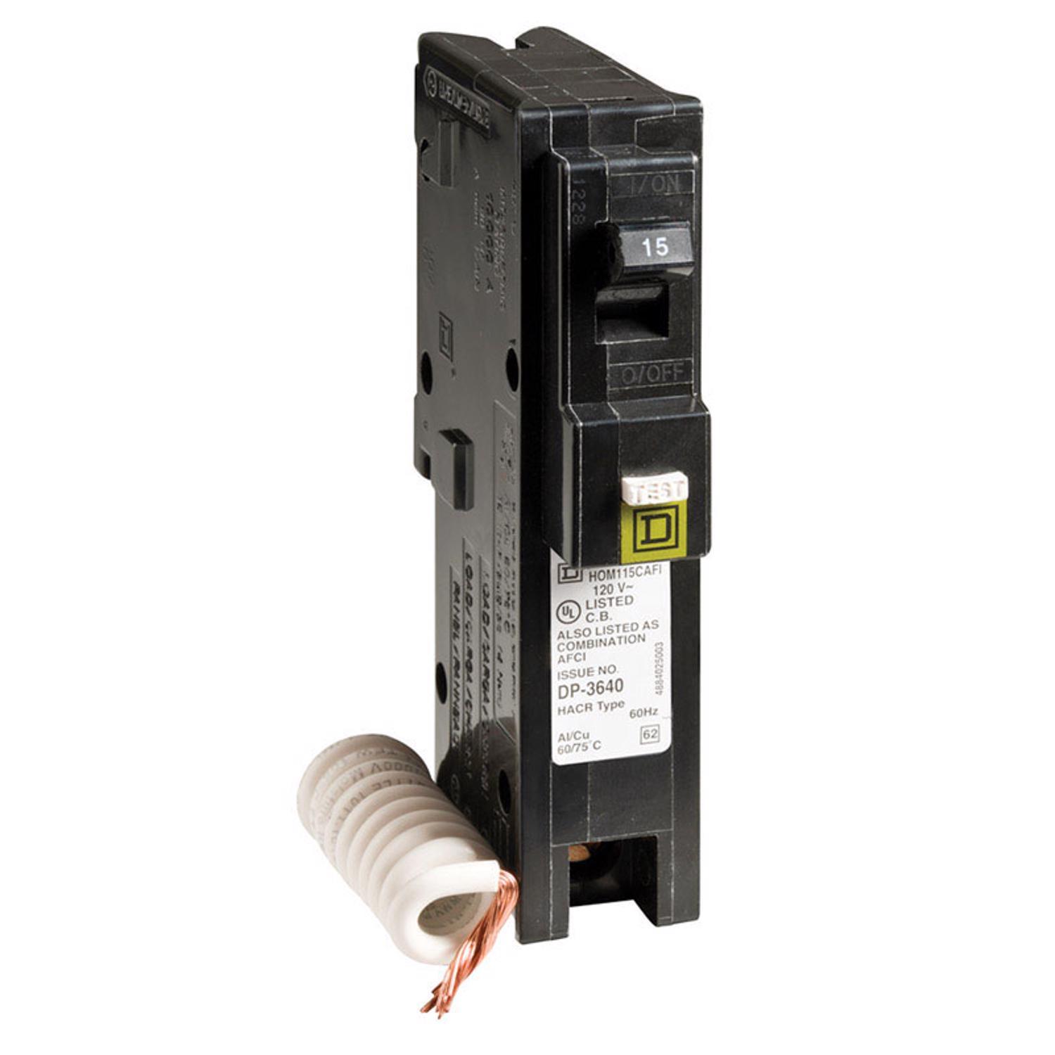 Square D HomeLine 15 amps Arc Fault/Plug In Single Pole Circuit Breaker