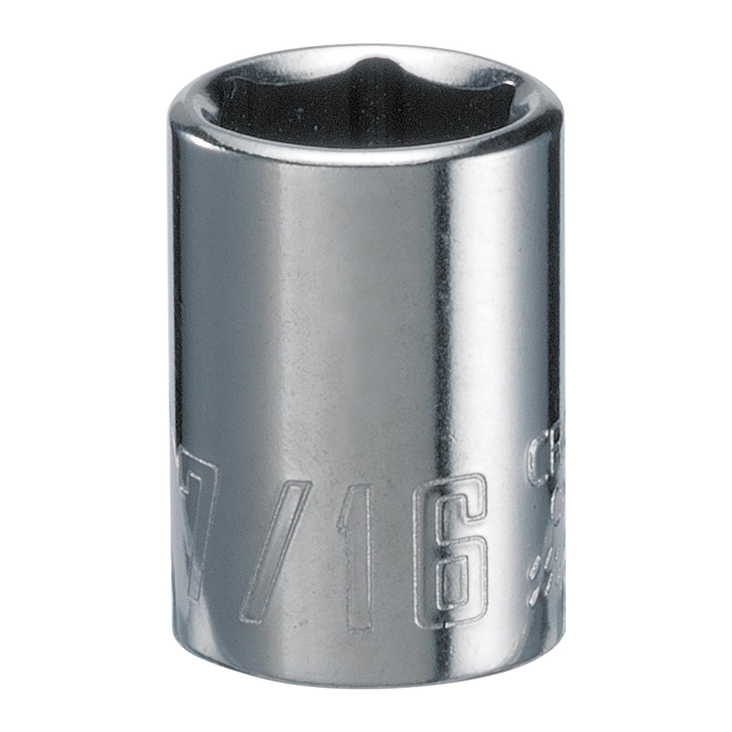 Craftsman 7/16 in. X 1/4 in. drive SAE 6 Point Standard Shallow Socket 1 pc