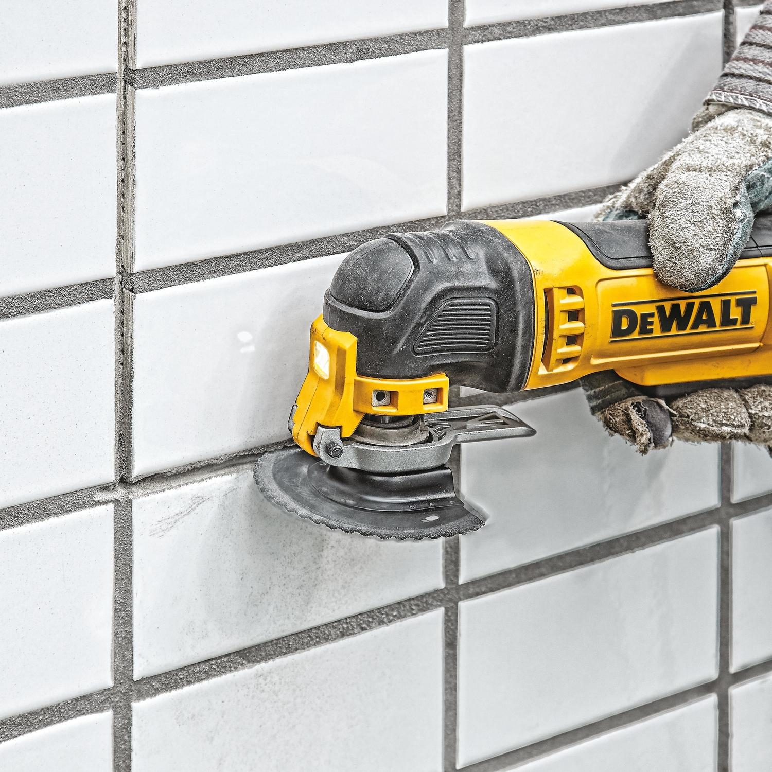 DEWALT Universal Fitment Carbide Grit Fast Cut Semi-Circle Oscillating Grout Removal Blade 1 pc