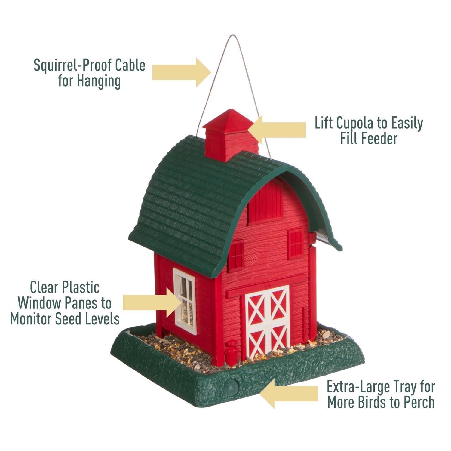North States Wild Bird 5 lb Plastic Barn Hopper Bird Feeder 4 ports