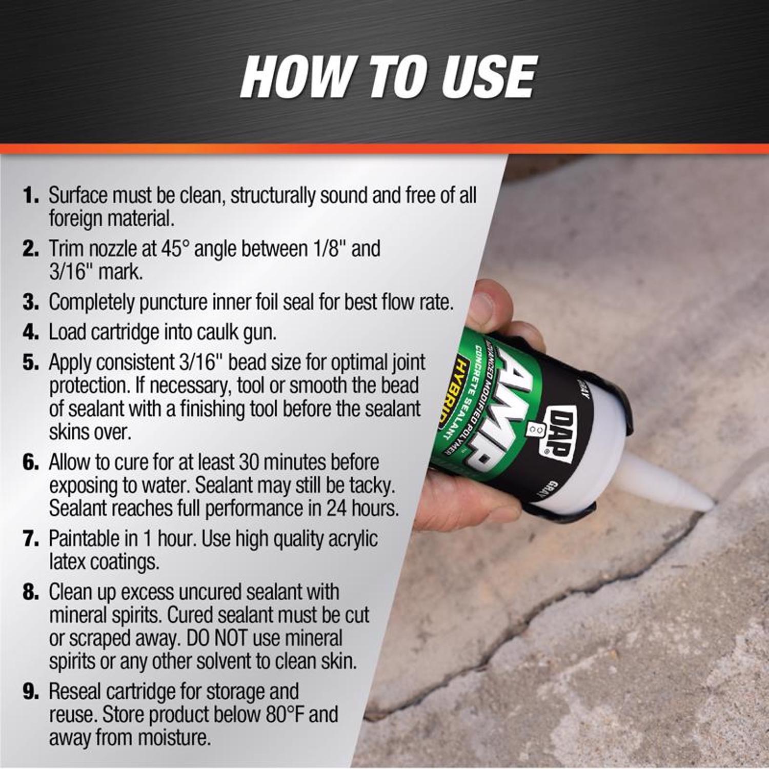 DAP AMP Gray Polymer Advanced Hybrid Self-Leveling Sealant 9 oz