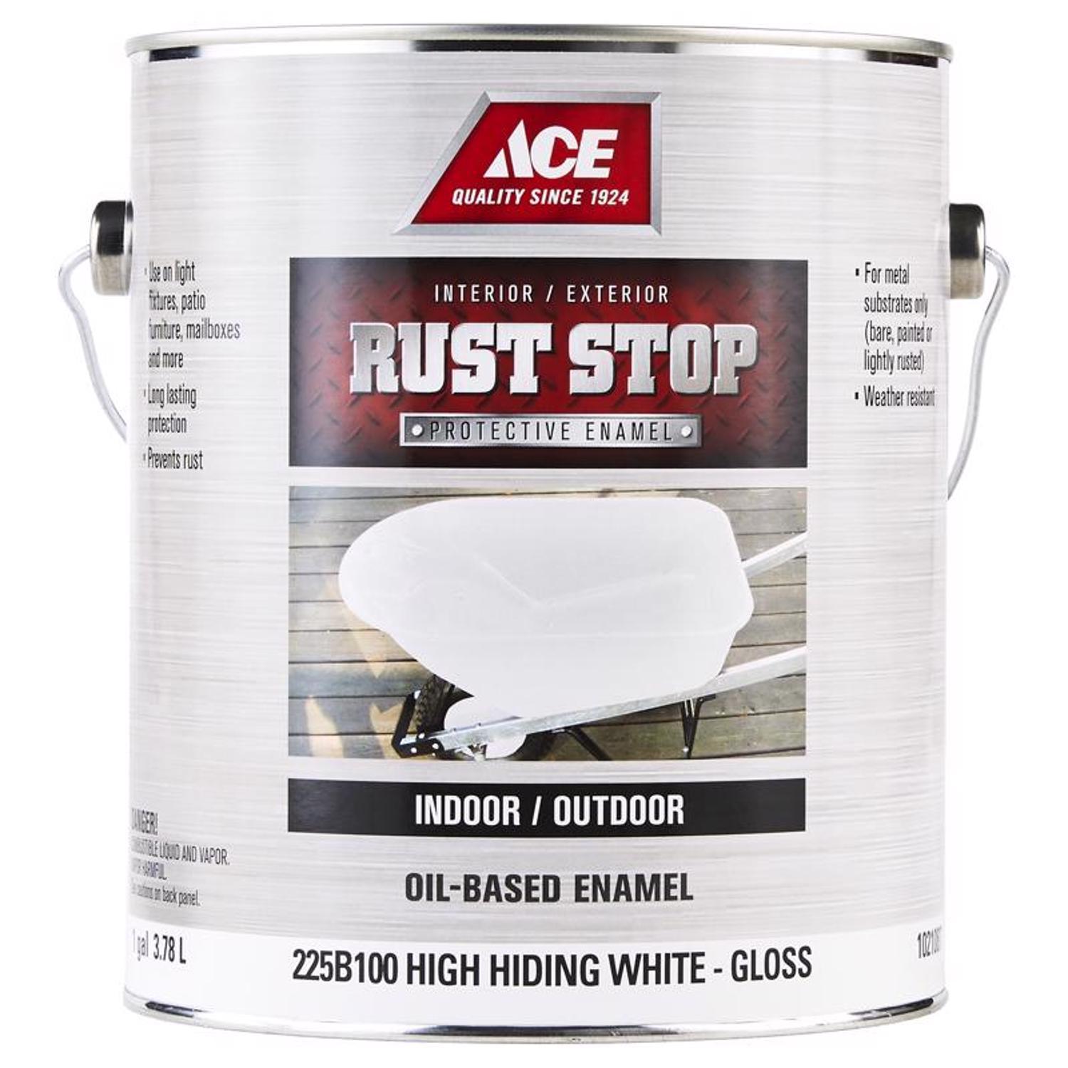 Ace Rust Stop Indoor and Outdoor Gloss White Oil-Based Enamel Rust Prevention Paint 1 gal