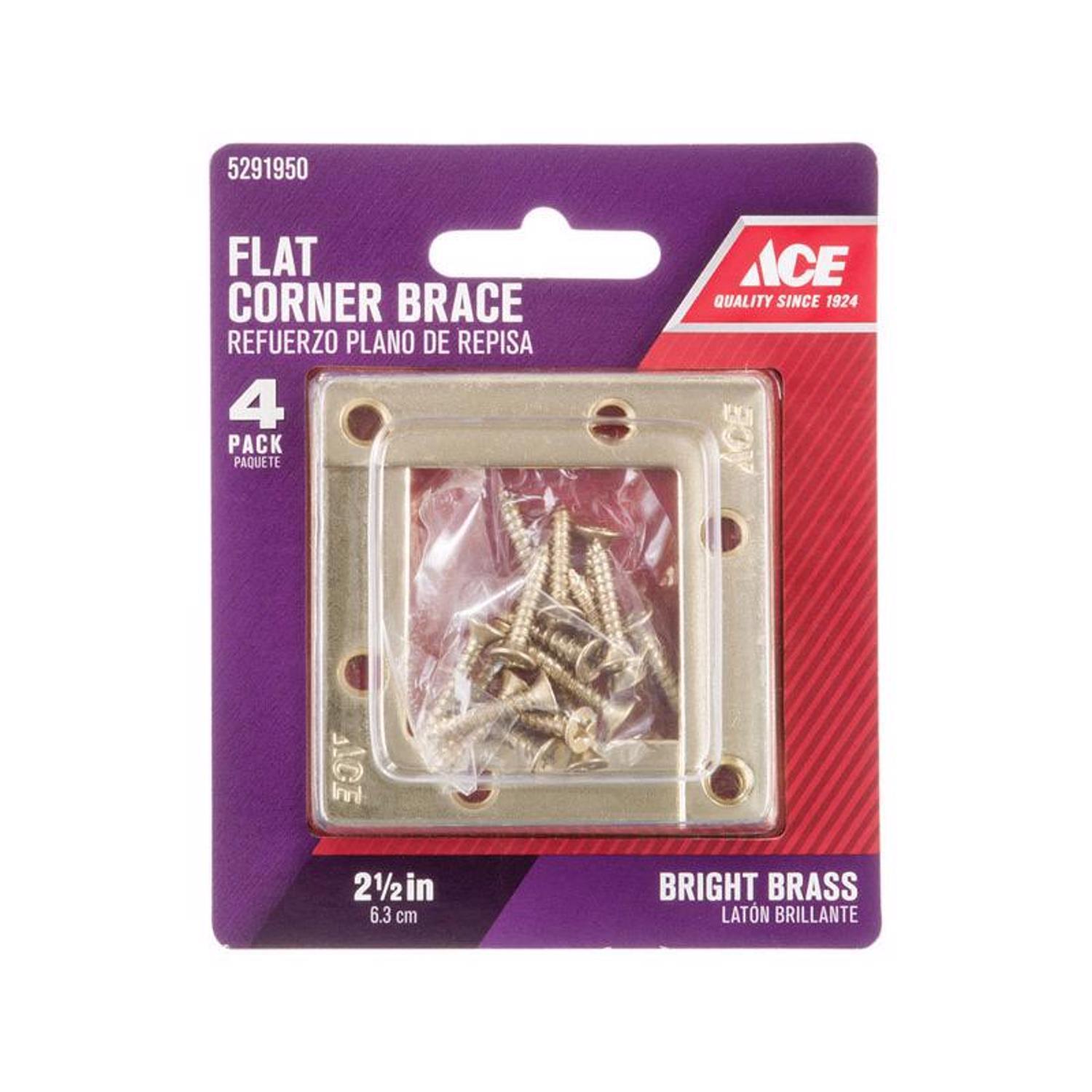 Ace 2-1/2 in. H X 3.75 in. W X 2-1/2 in. D Brass Flat Corner Brace
