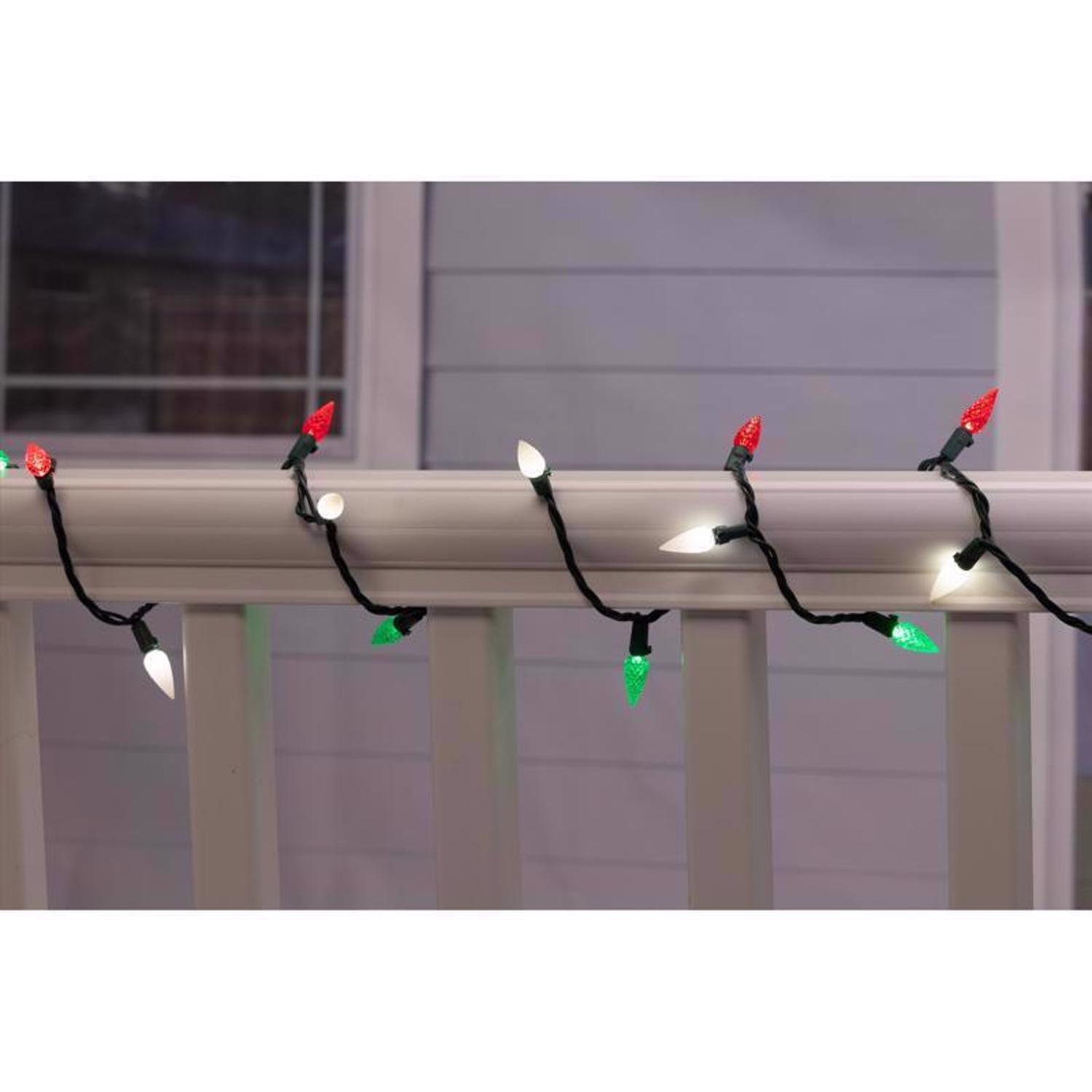 Celebrations Classic LED C6 Red/Green/Pure White 100 ct String Christmas Lights 24.75 ft.