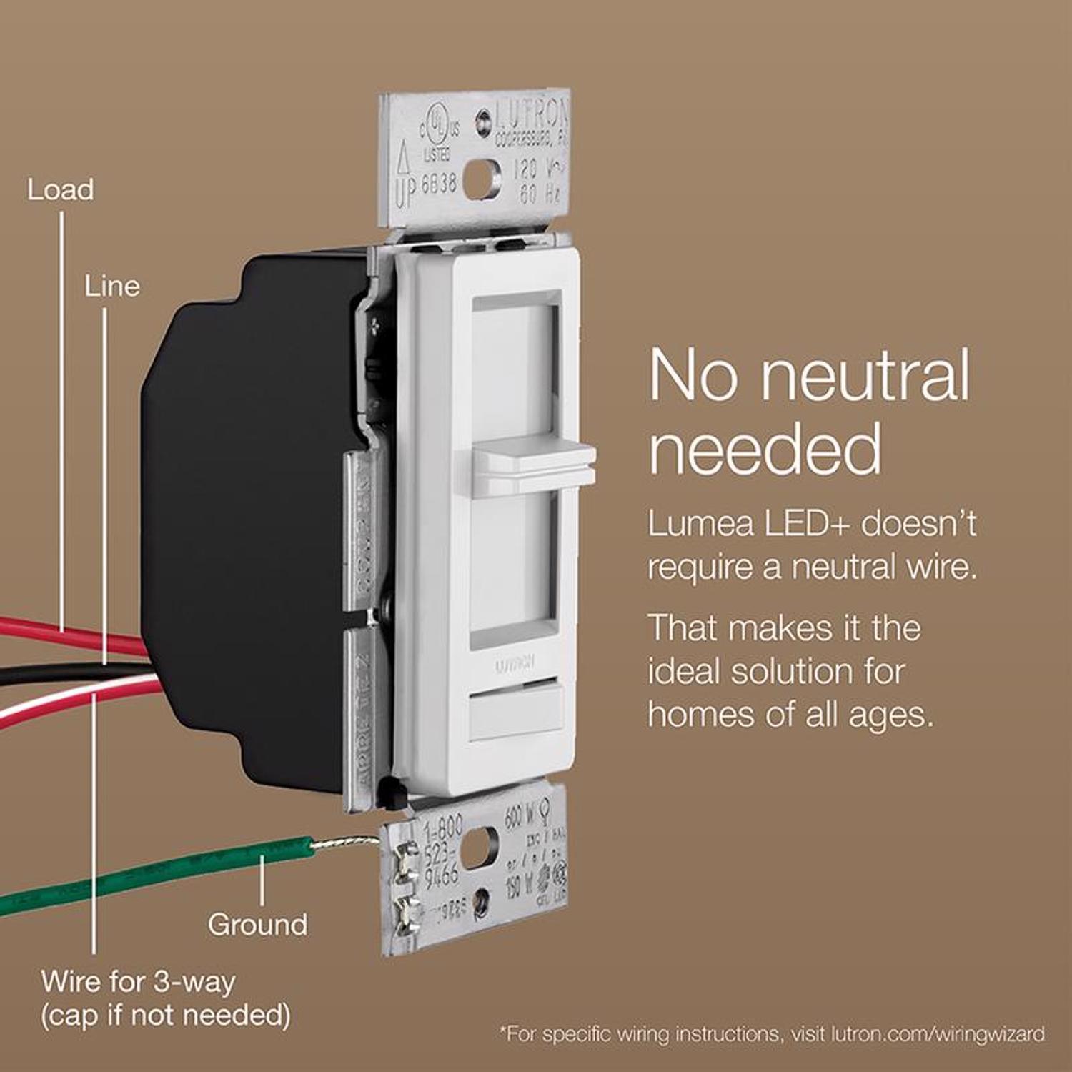 Lutron Lumea White 150 W 3-Way Dimmer Switch 1 pk