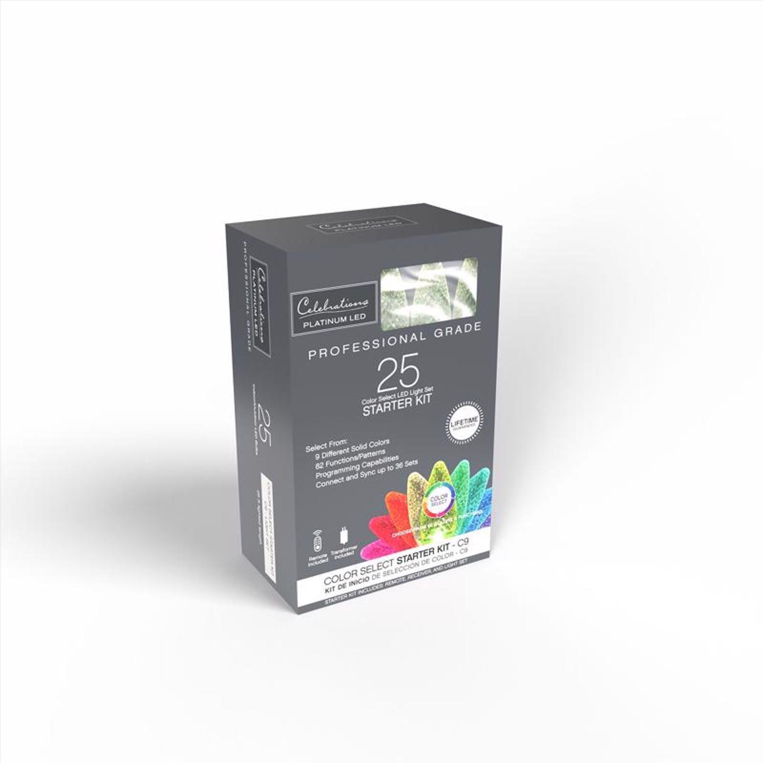 Celebrations Platinum LED C9 RGBW 25 ct String Lights w/Remote Christmas Lights 25 ft.