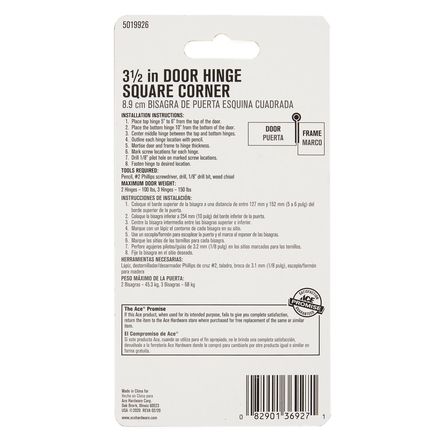 Ace 3-1/2 in. L Chrome Residential Door Hinge 1 pk